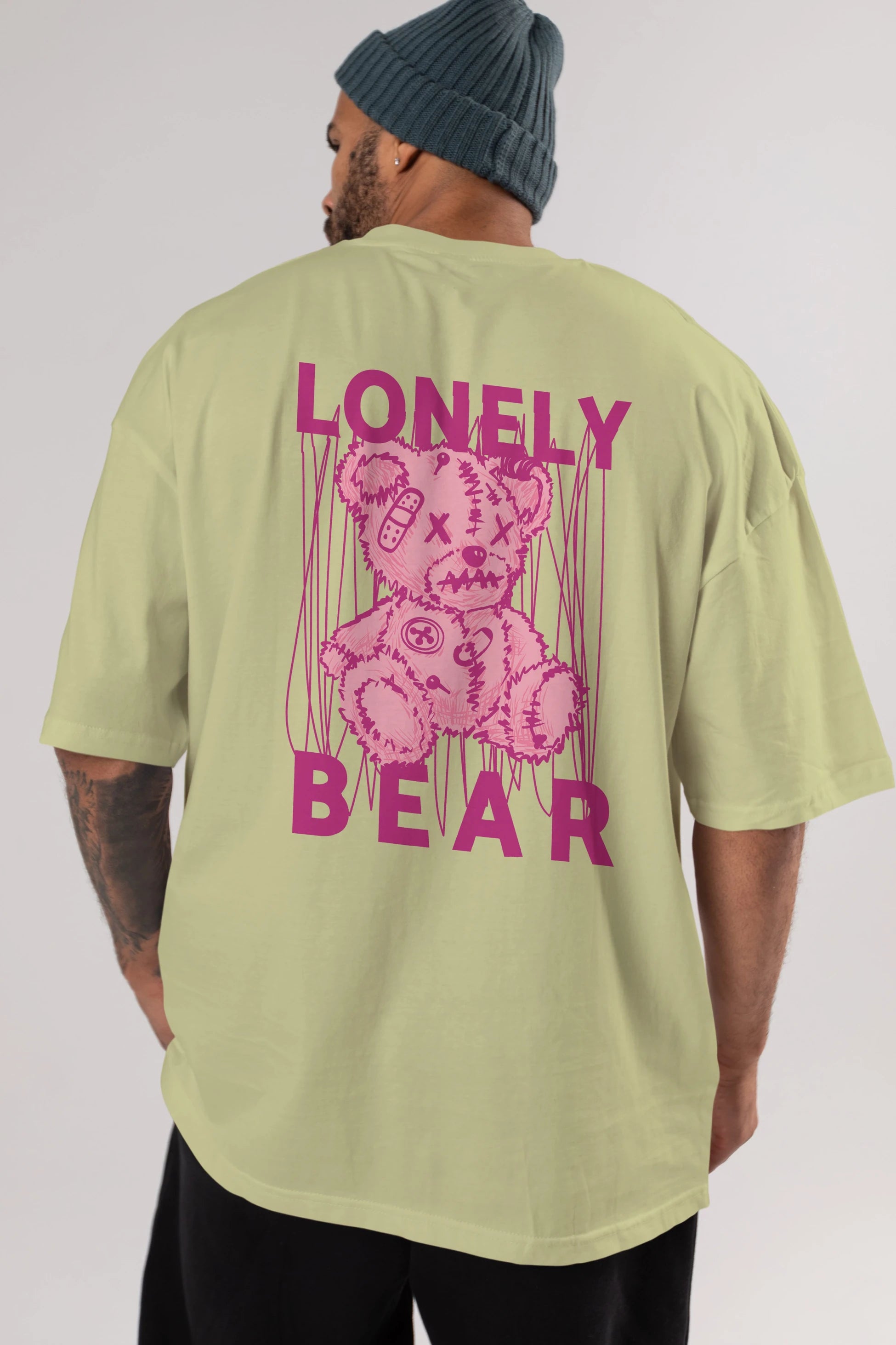 Lonely Bear Arka Baskılı Oversize t-shirt Erkek Kadın Unisex