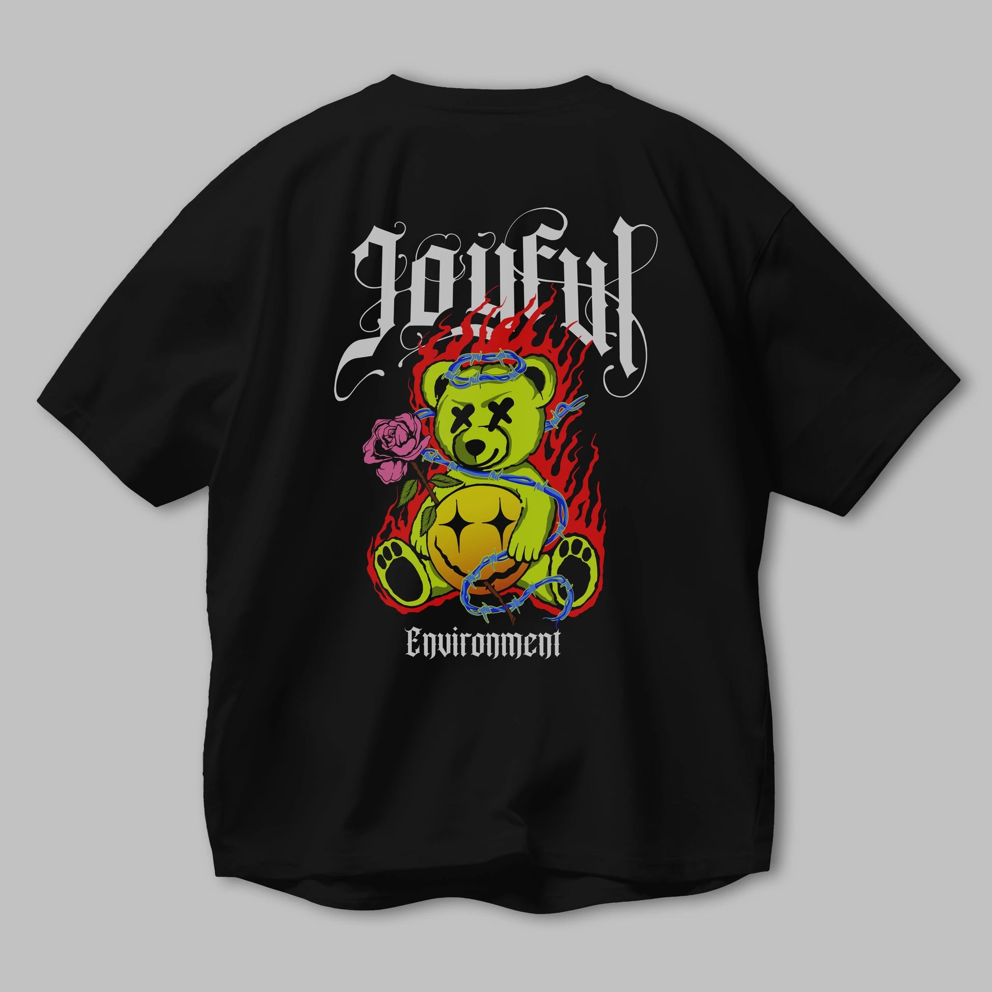 Joyful Bear Arka Baskılı Oversize t-shirt Erkek Kadın Unisex
