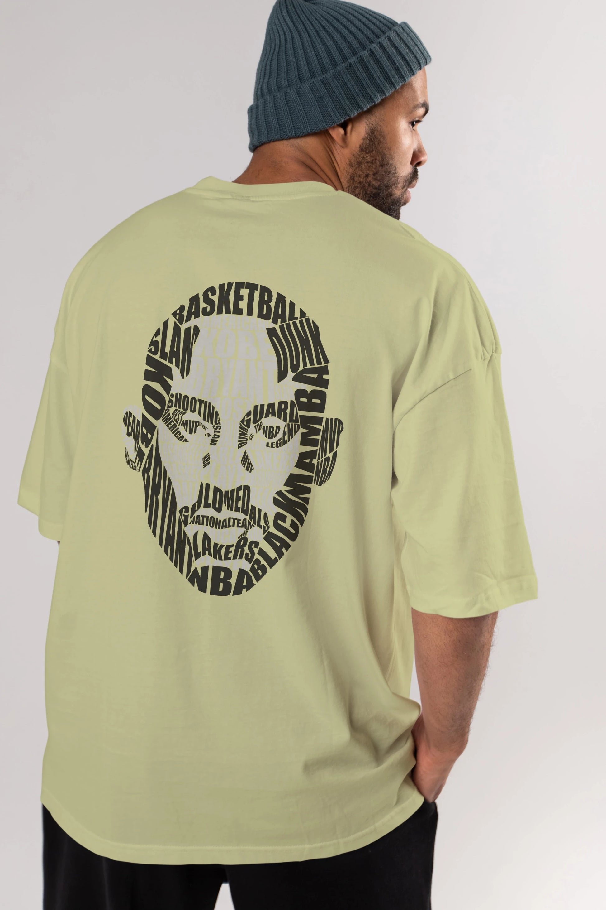 Kobe Bryan Calligram Arka Baskılı Oversize t-shirt %100 pamuk Erkek Kadın Unisex