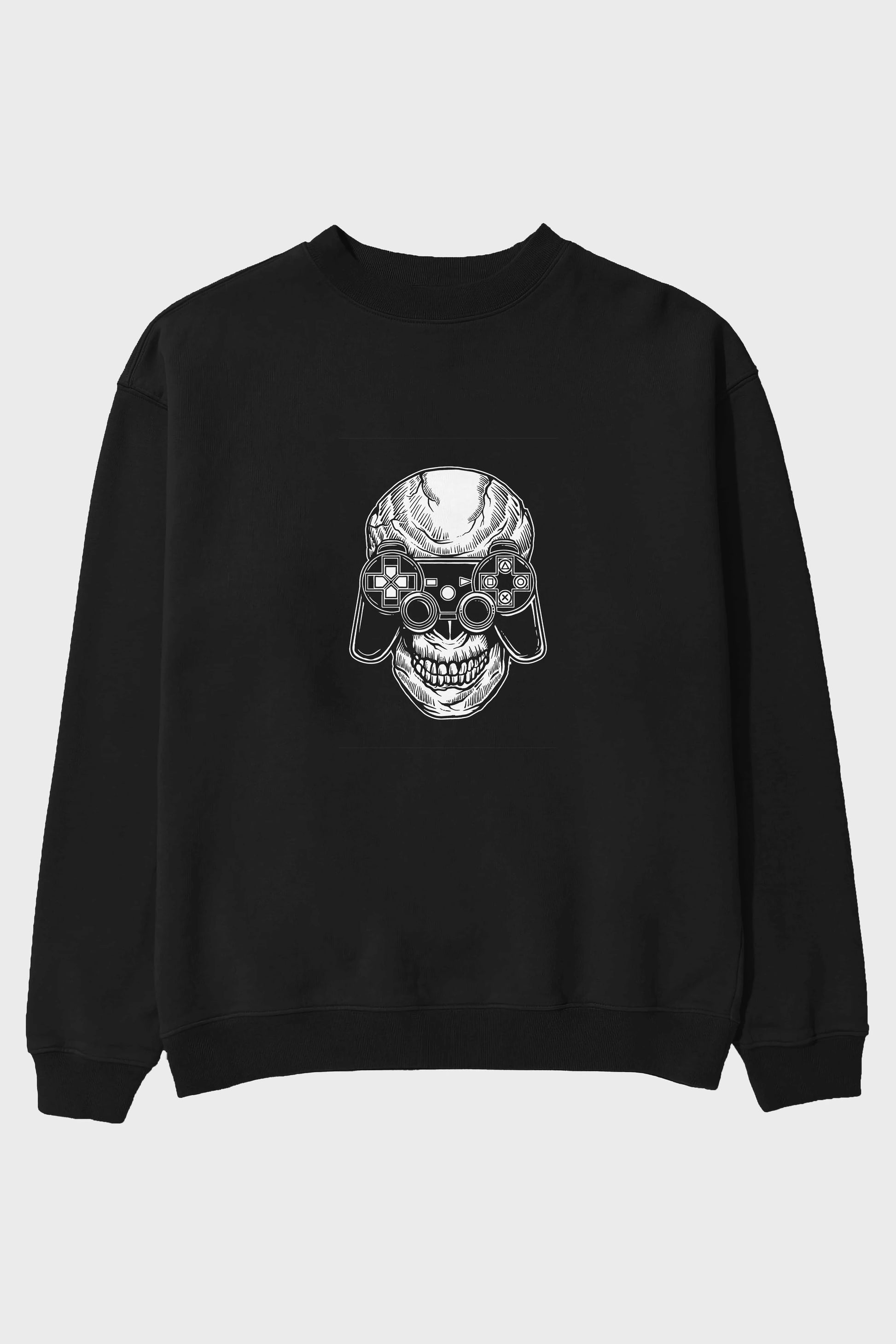 Skull Gamers Ön Baskılı Oversize Sweatshirt Erkek Kadın Unisex