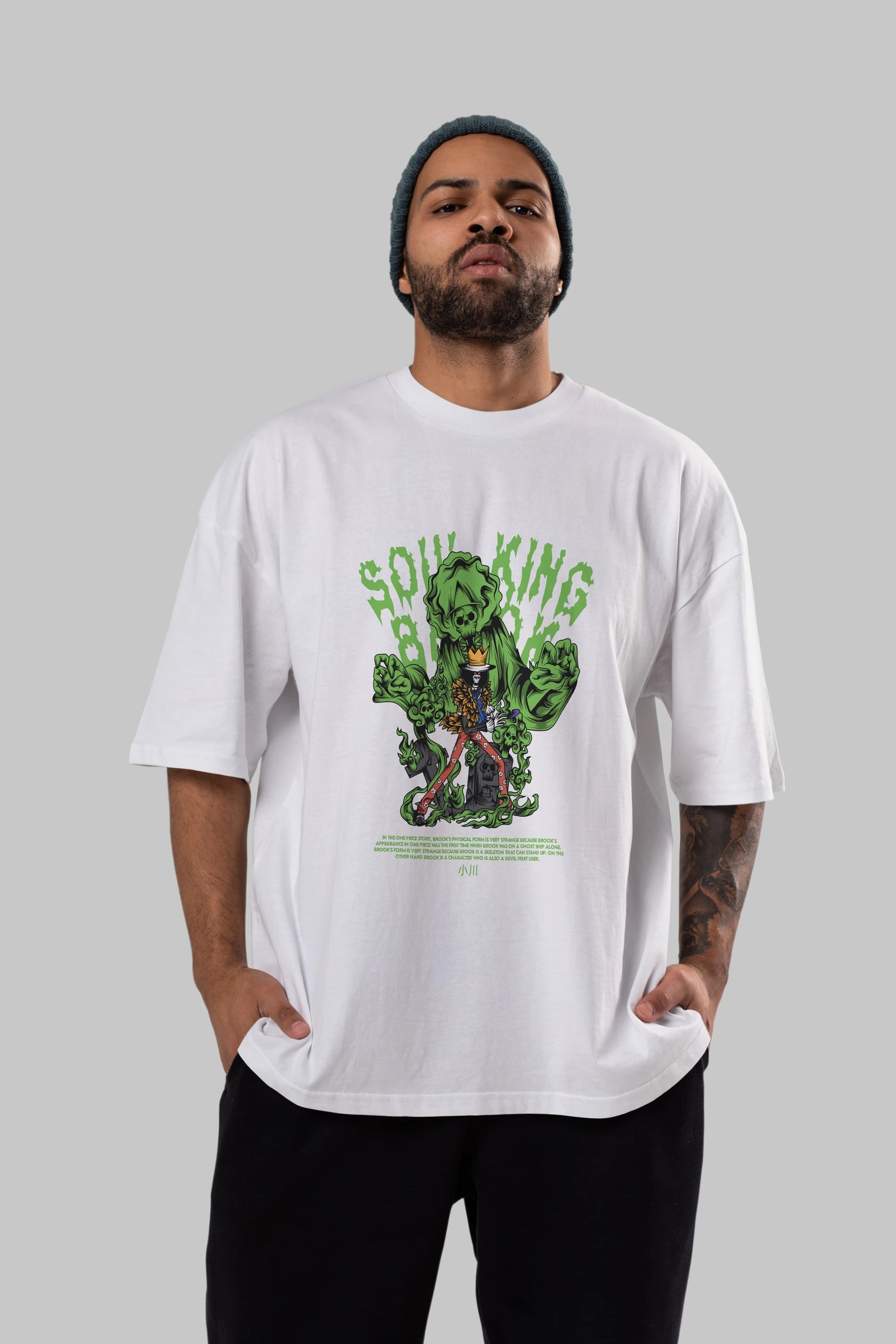 Soul King Brook Anime Ön Baskılı Oversize t-shirt %100 pamuk Erkek Kadın Unisex