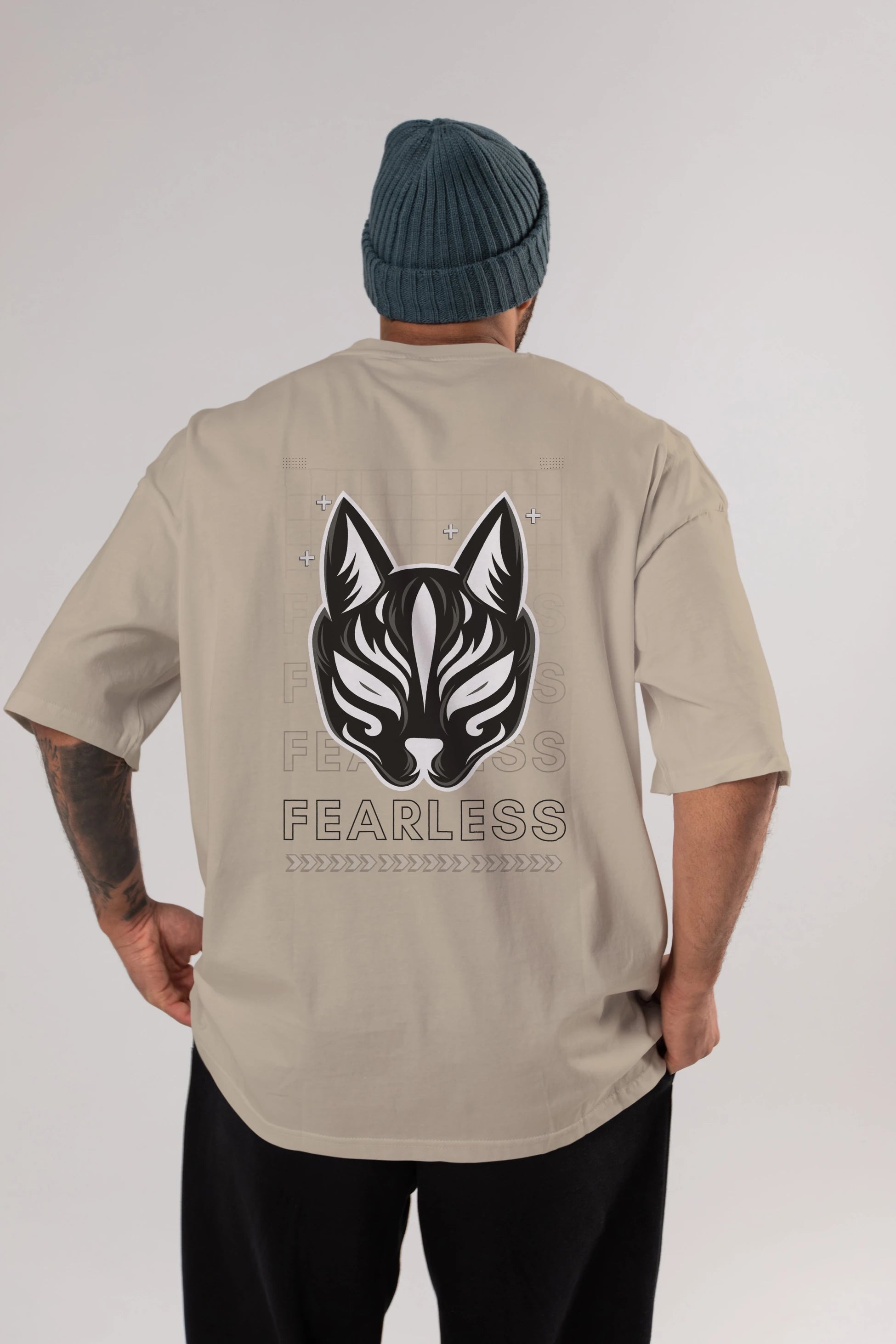Fearless Yazılı Arka Baskılı Oversize t-shirt Erkek Kadın Unisex