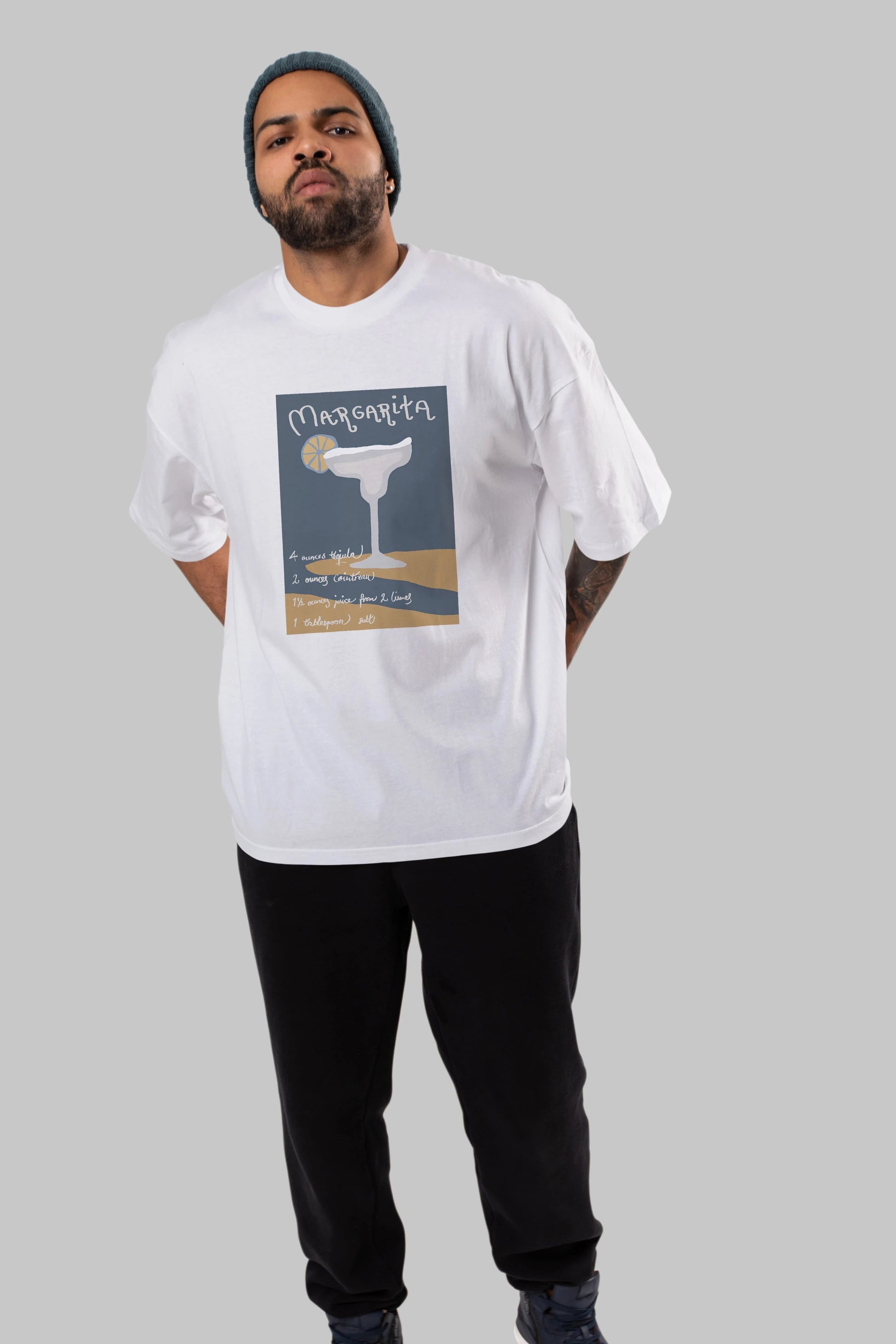 Margarita 2 Ön Baskılı Oversize t-shirt Erkek Kadın Unisex %100 Pamuk Bisiklet Yaka tişort
