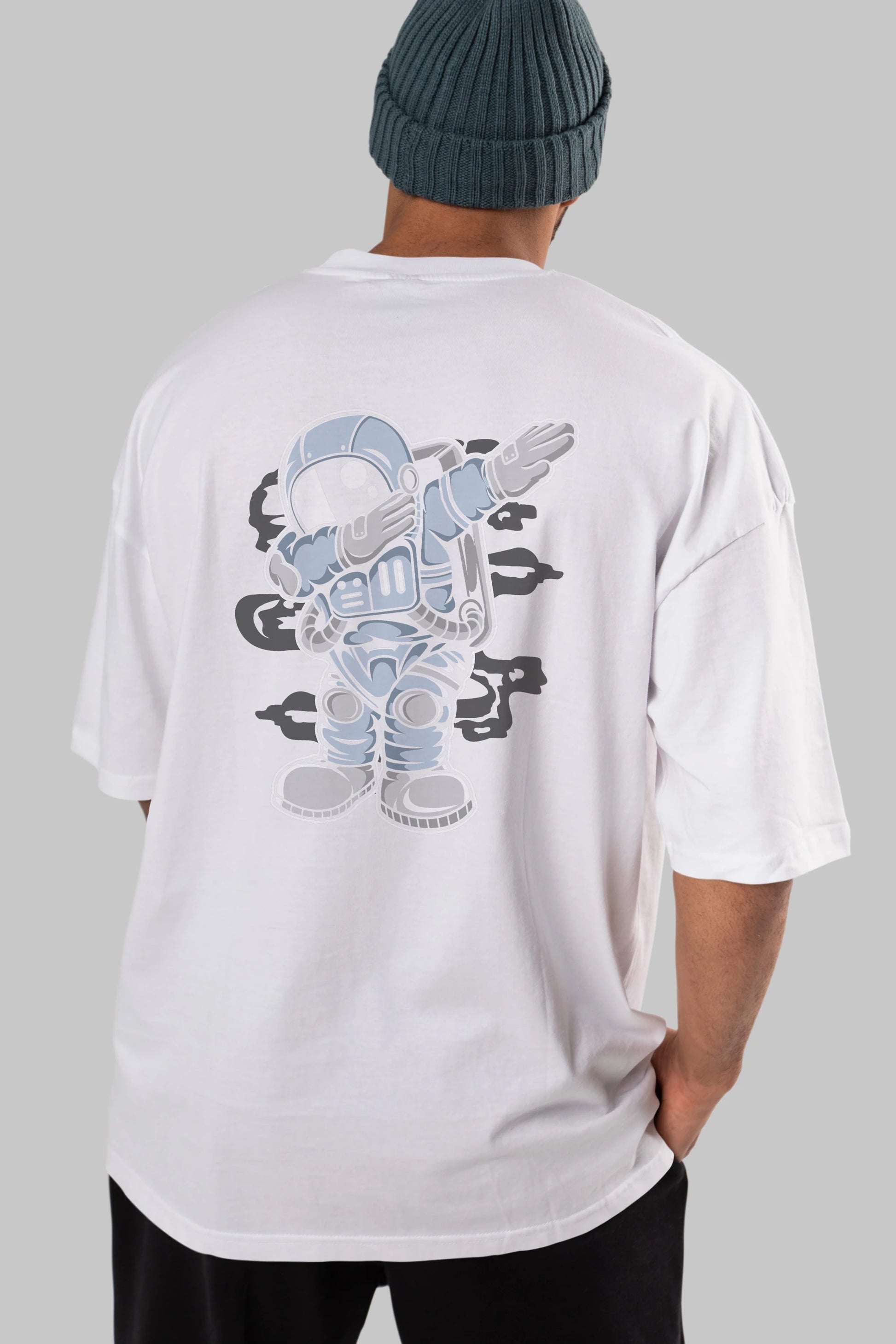 Astronaut Dab Arka Baskılı Oversize t-shirt Erkek Kadın Unisex