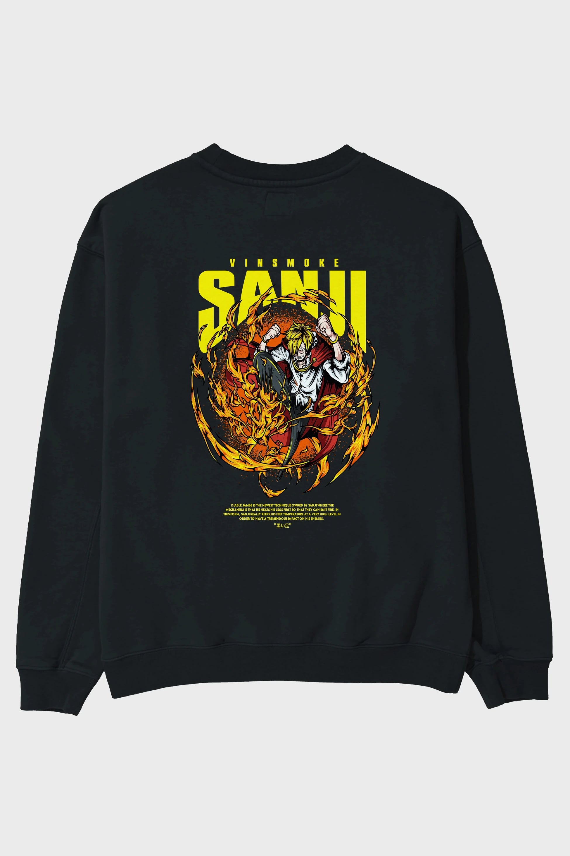 Vinsmoke Sanji Anime Arka Baskılı Oversize Sweatshirt Erkek Kadın Unisex