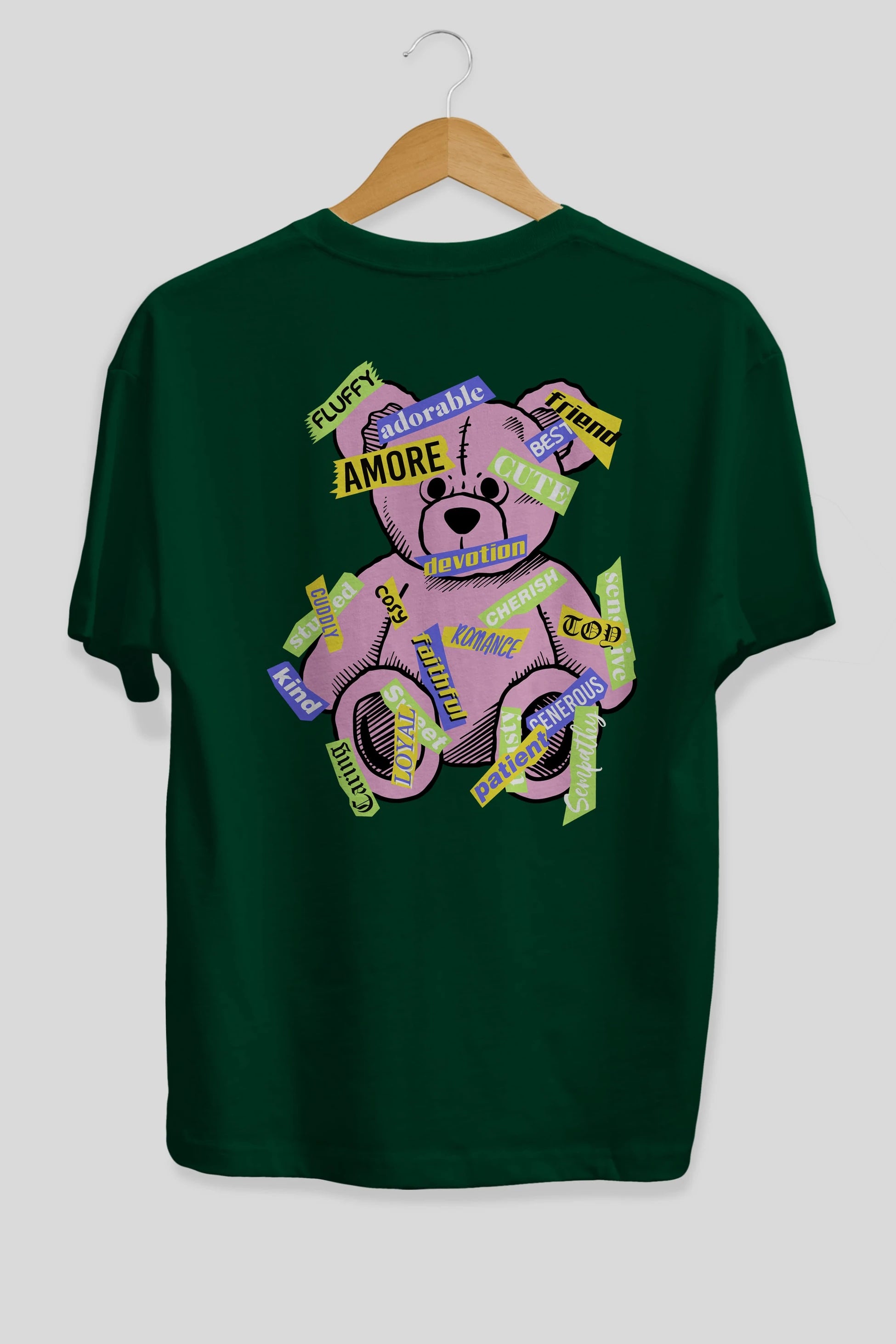 Teddy Bear Cute Arka Baskılı Oversize t-shirt Erkek Kadın Unisex
