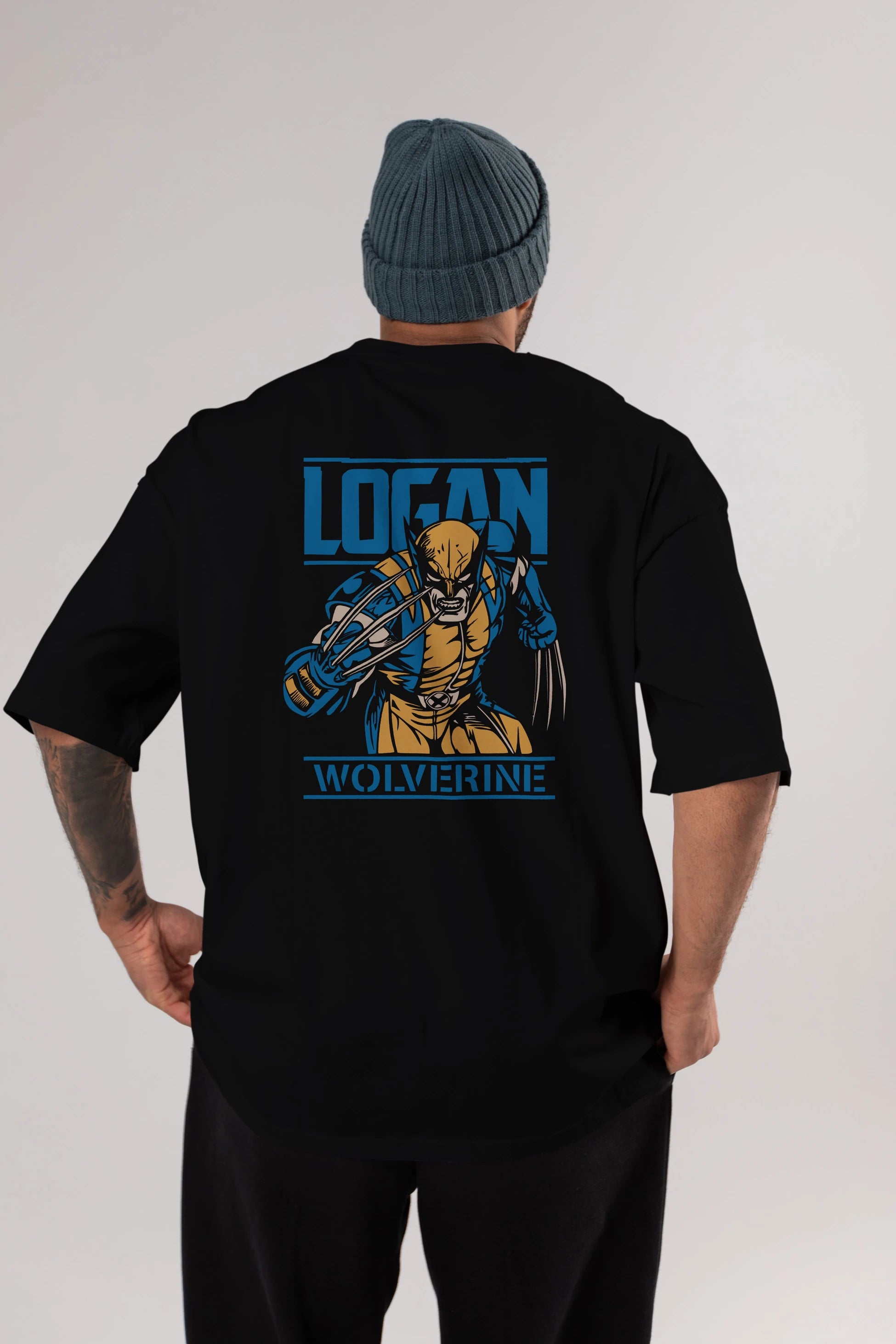 Wolverine Logan Arka Baskılı Oversize t-shirt Erkek Kadın Unisex %100 Pamuk Bisiklet Yaka tişort