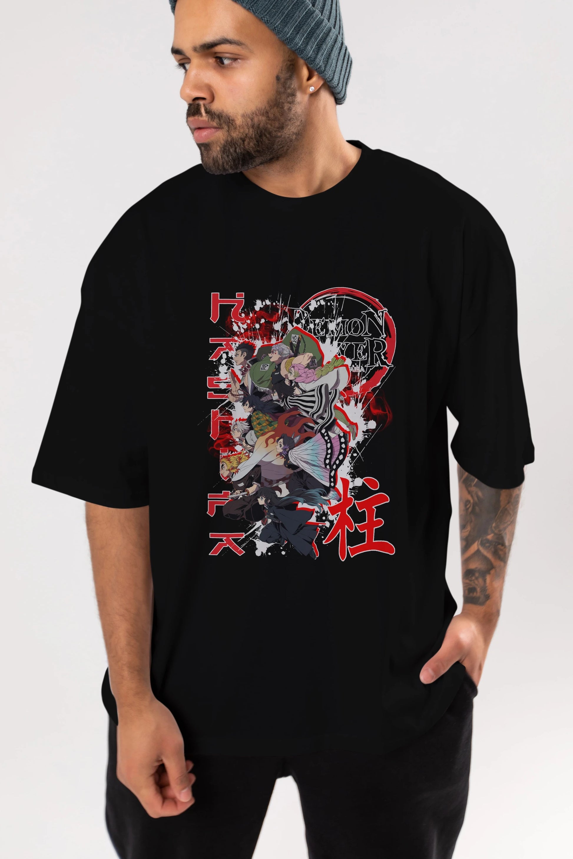 DEMON SLAYER SLAYERS Anime Ön Baskılı Oversize t-shirt %100 pamuk Erkek Kadın Unisex