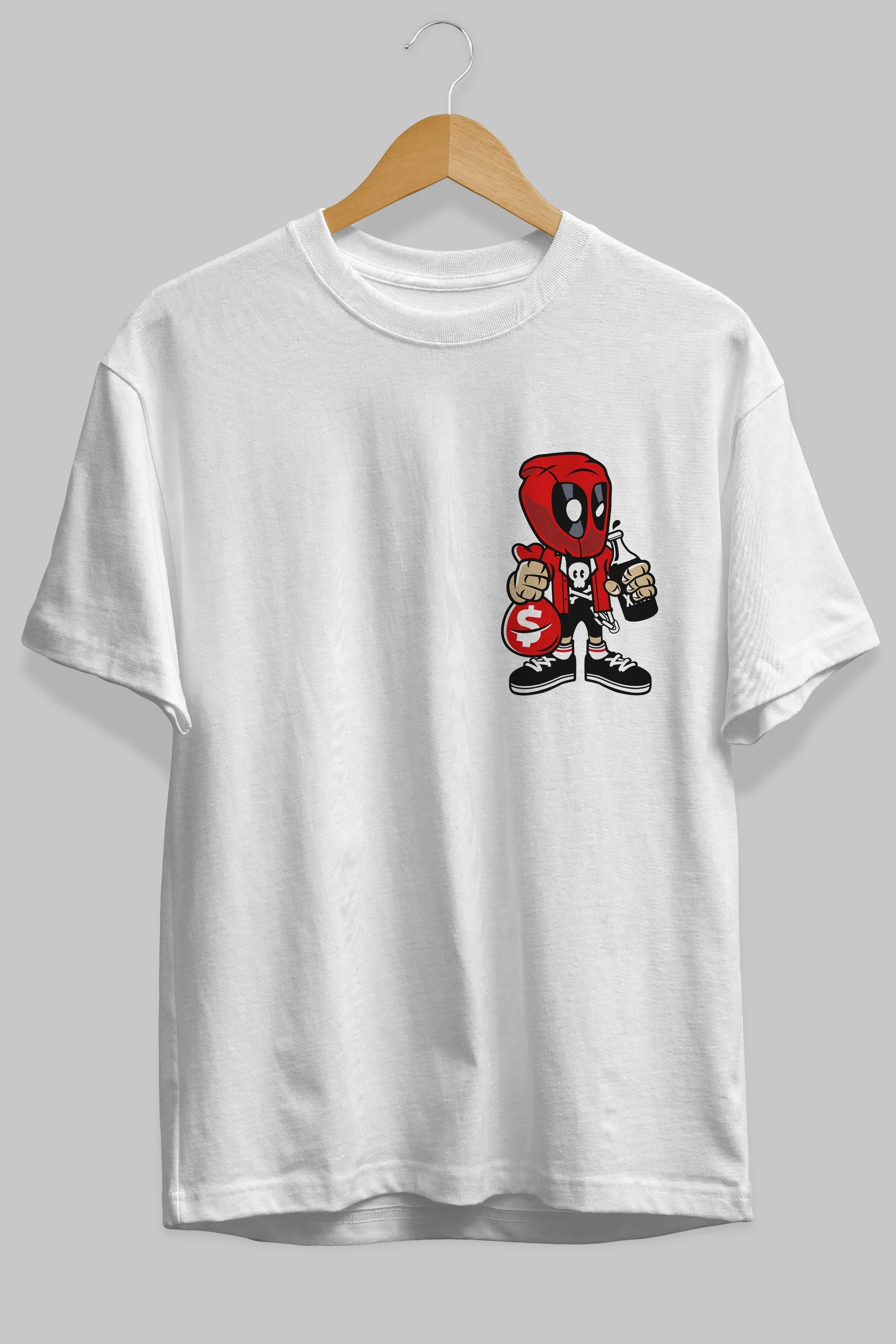 Deadpool (20) Ön Sol Baskılı Oversize t-shirt Erkek Kadın Unisex %100 Pamuk Bisiklet Yaka tişort