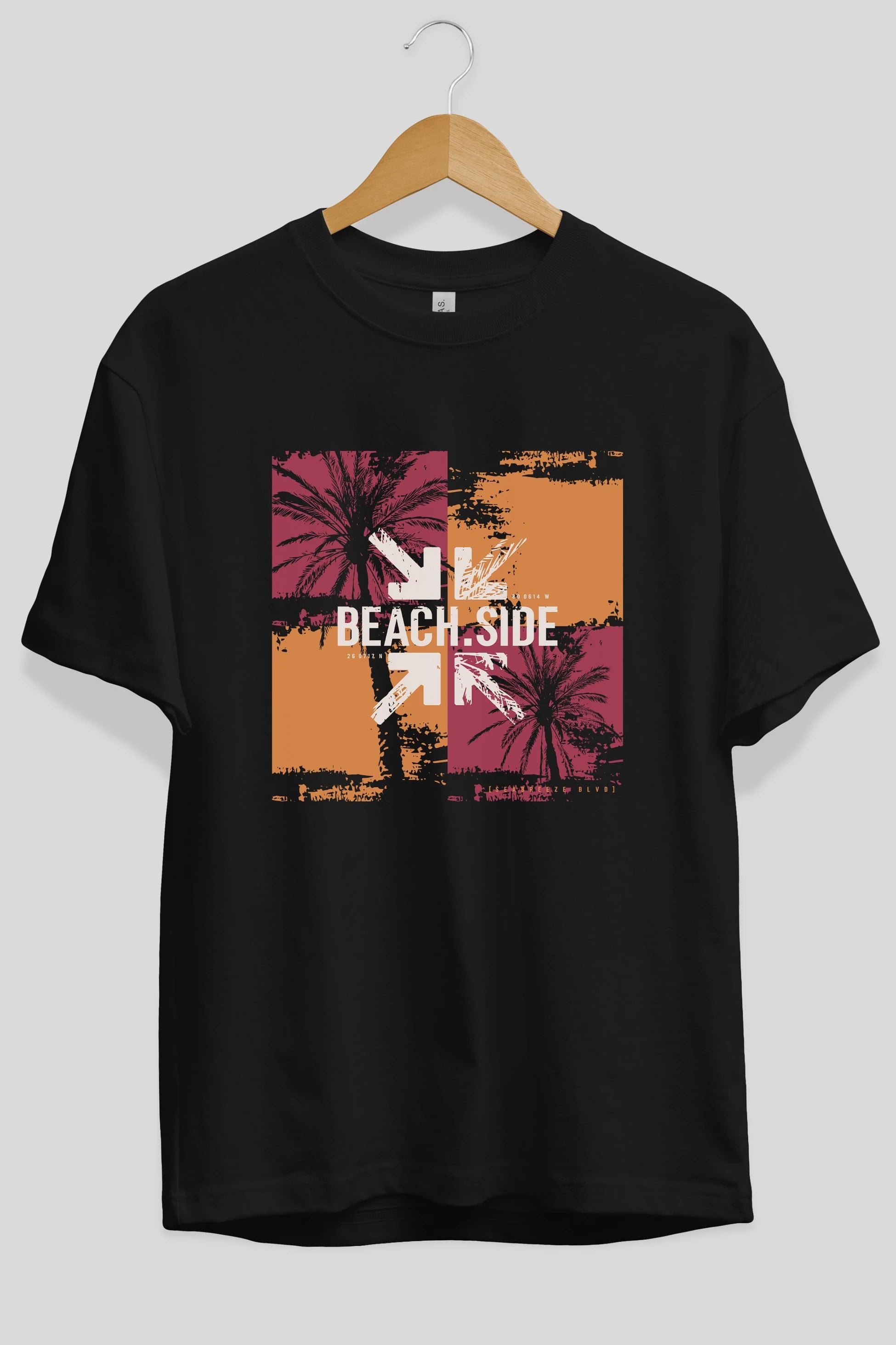 Beach Side Ön Baskılı Oversize t-shirt Erkek Kadın Unisex