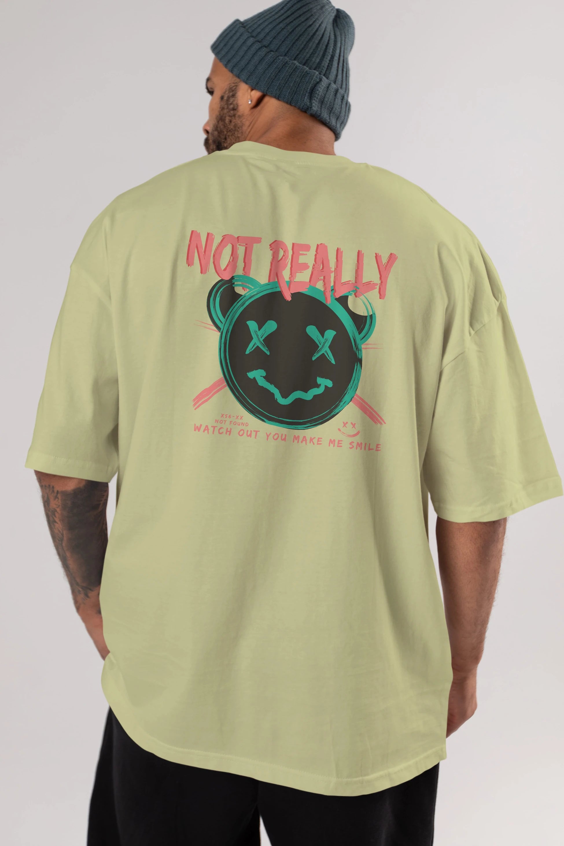 Not Really Bear Arka Baskılı Oversize t-shirt Erkek Kadın Unisex