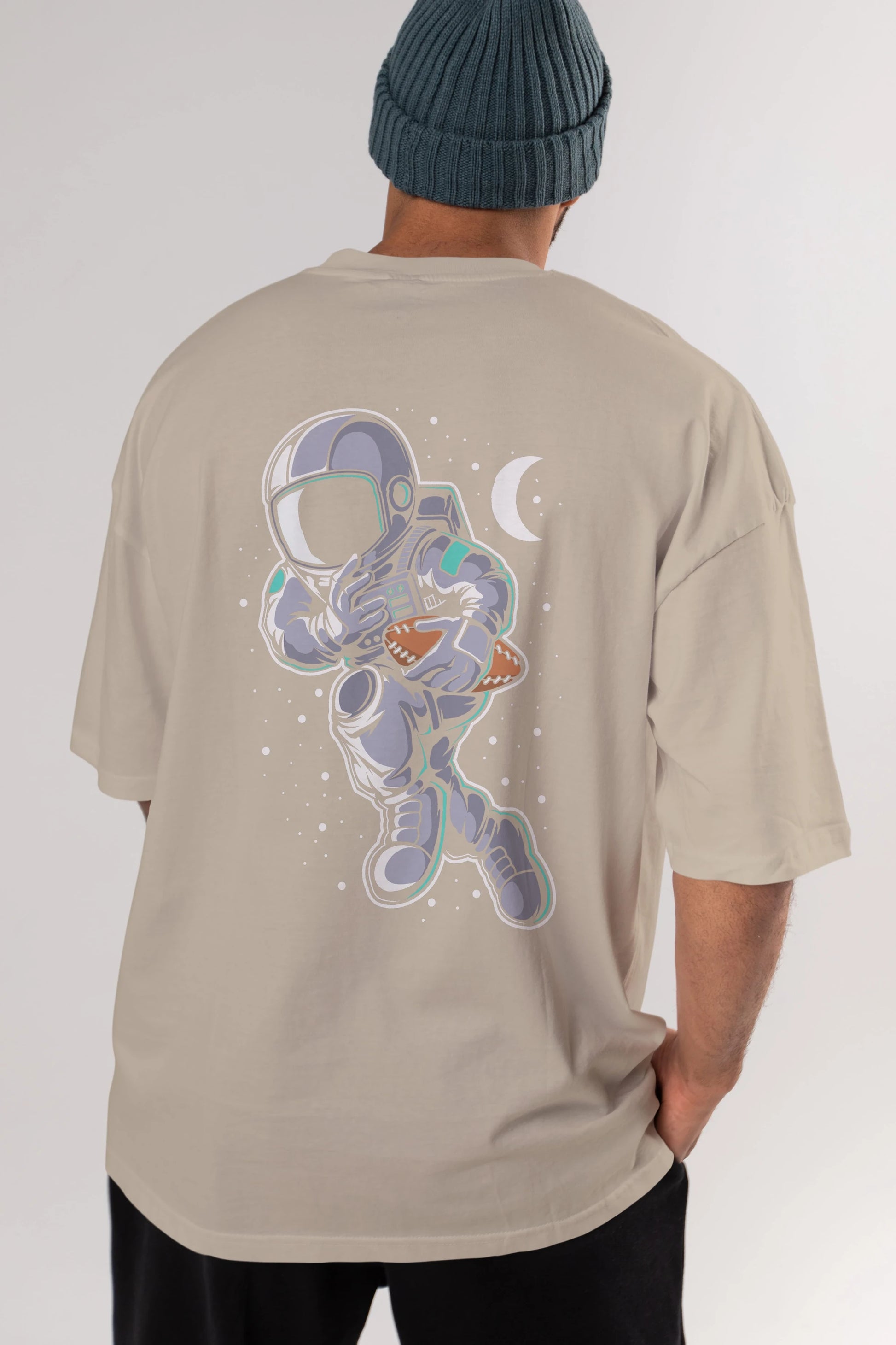 Astronaut Rugby Arka Baskılı Oversize t-shirt Erkek Kadın Unisex