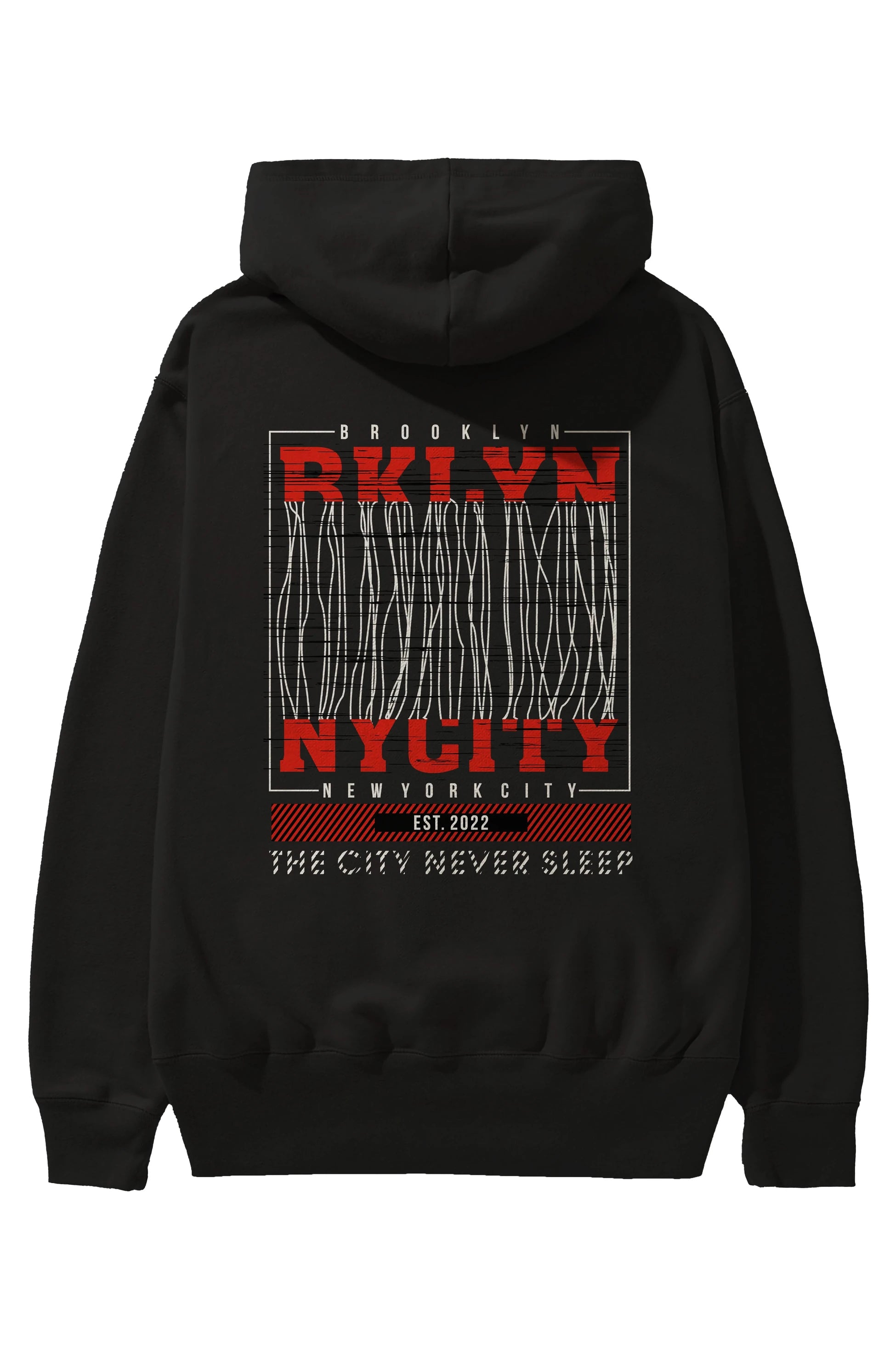 Brooklyn New York City Arka Baskılı Hoodie Oversize Kapüşonlu Sweatshirt Erkek Kadın Unisex