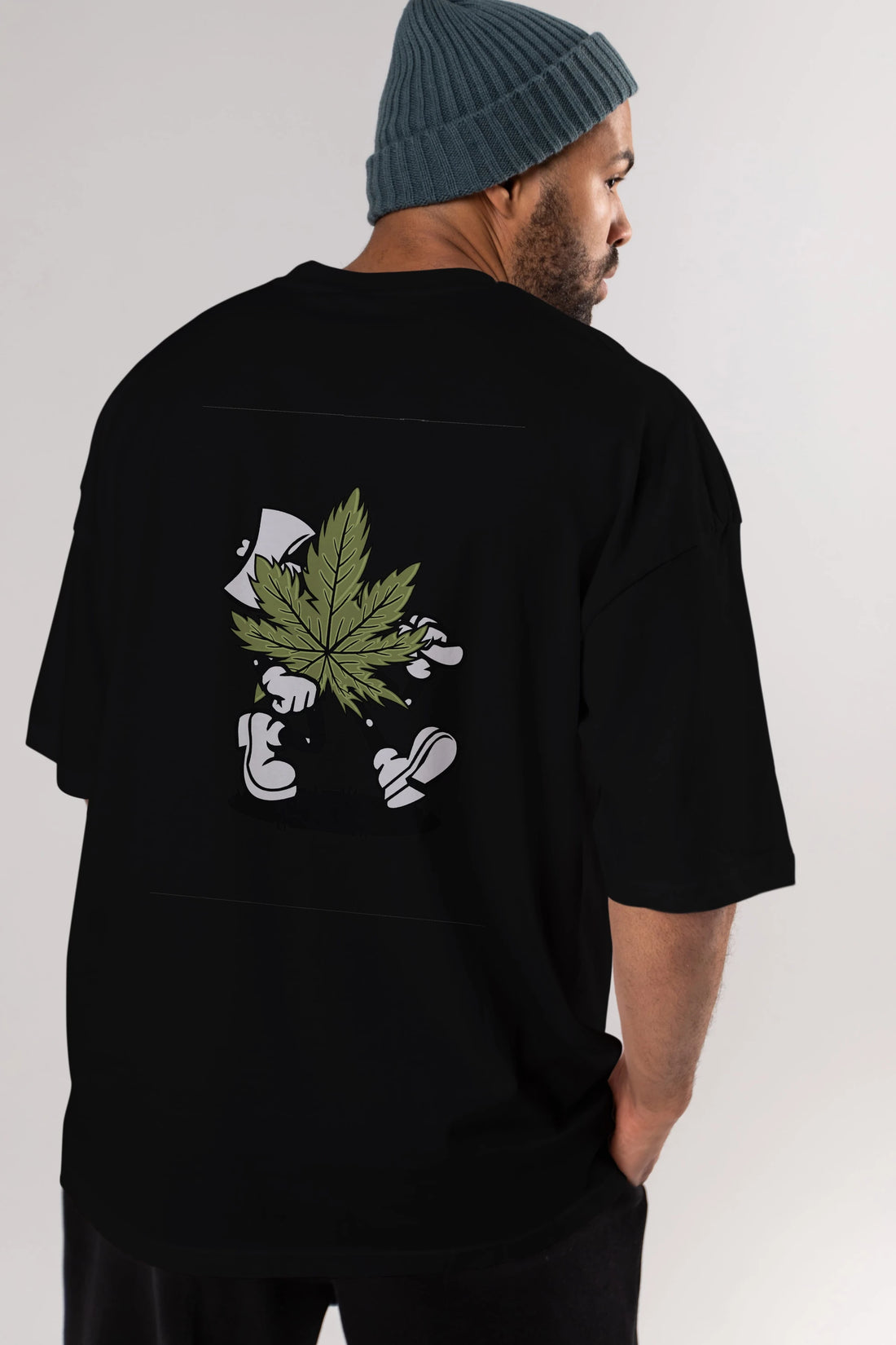 Weed Arka Baskılı Oversize t-shirt Erkek Kadın Unisex %100 Pamuk tişort