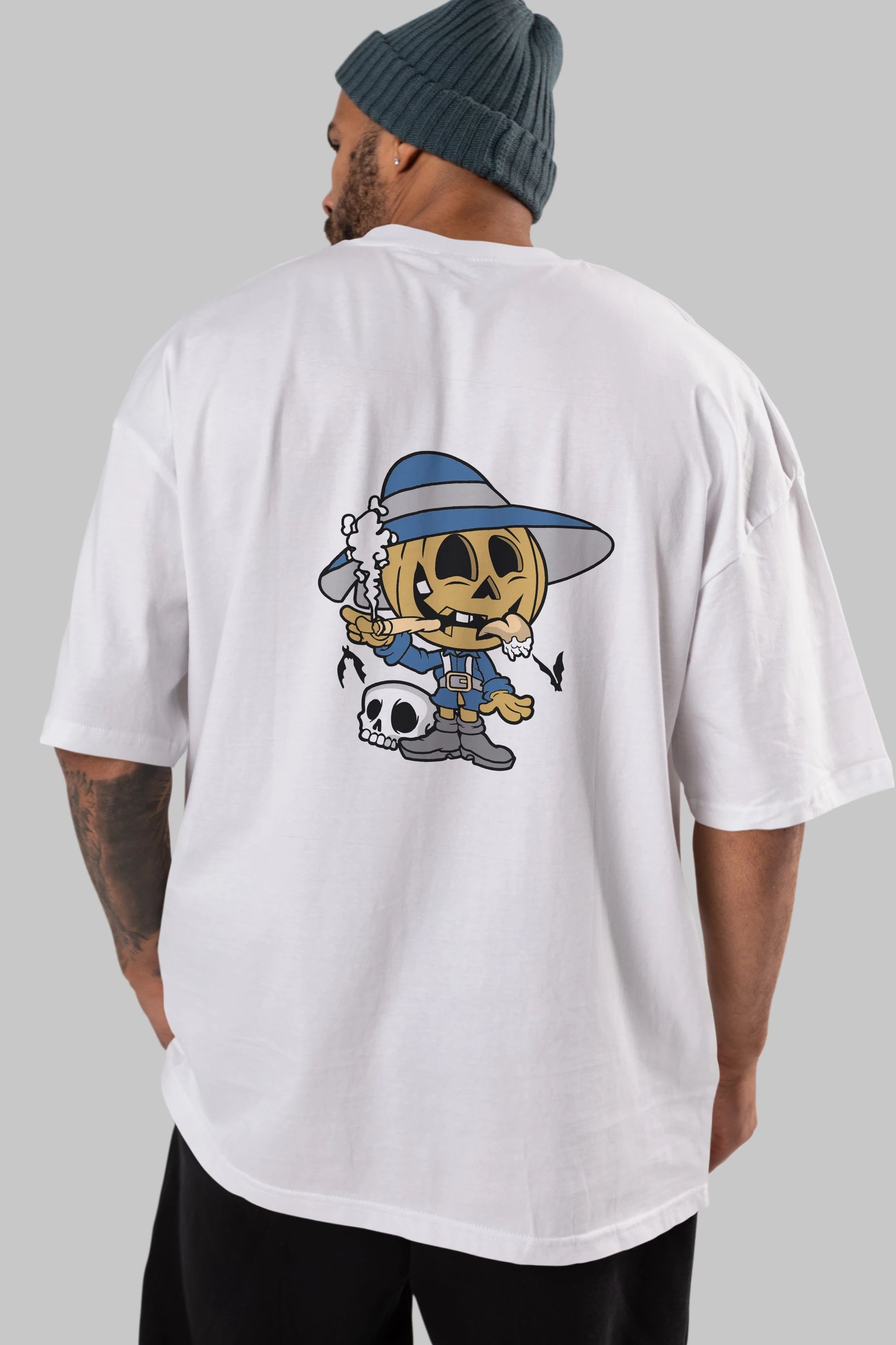 Halloween Kid Arka Baskılı Oversize t-shirt Erkek Kadın Unisex %100 Pamuk tişort