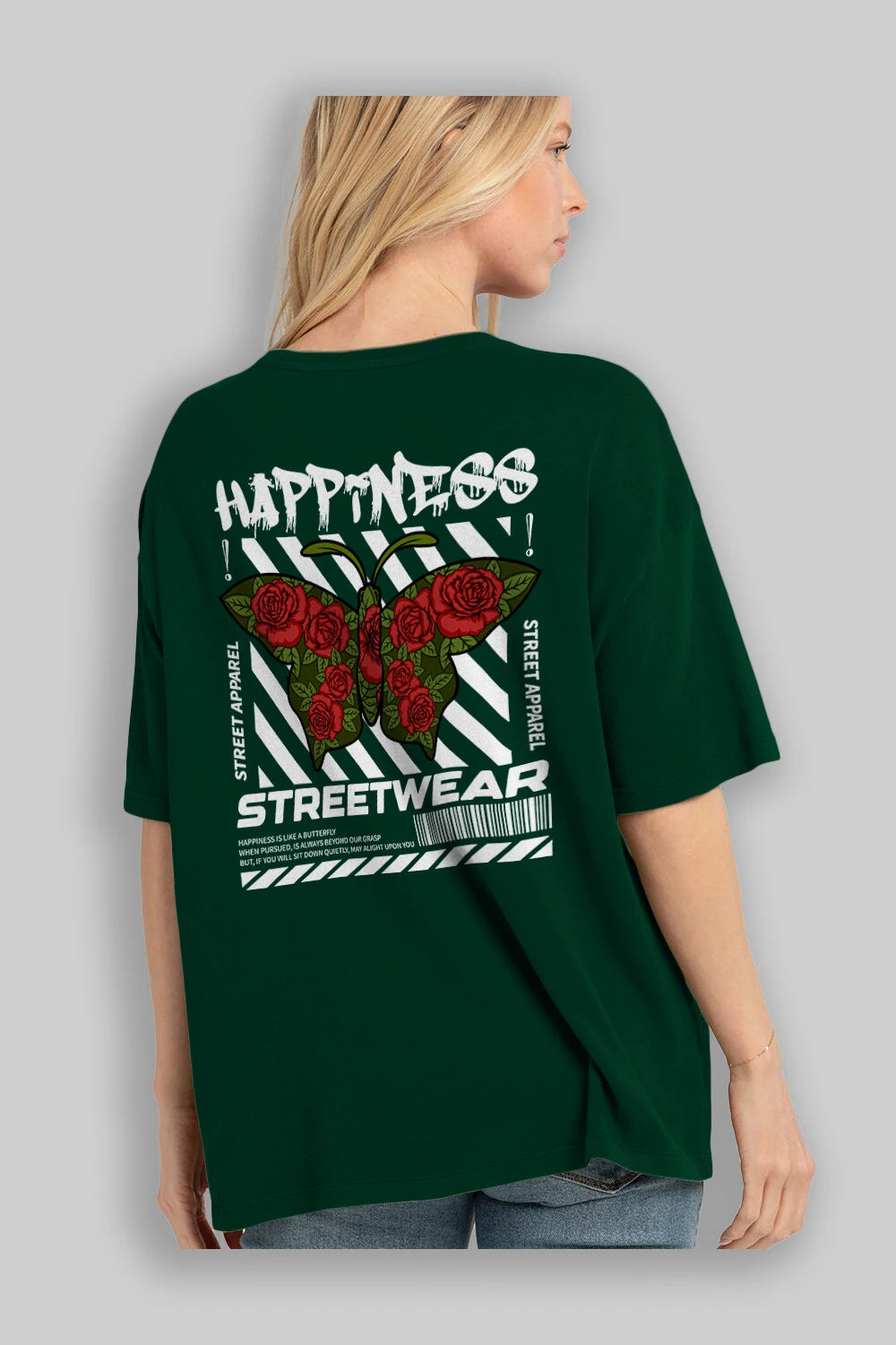 Happiness Streetwear Arka Baskılı Oversize t-shirt Erkek Kadın Unisex