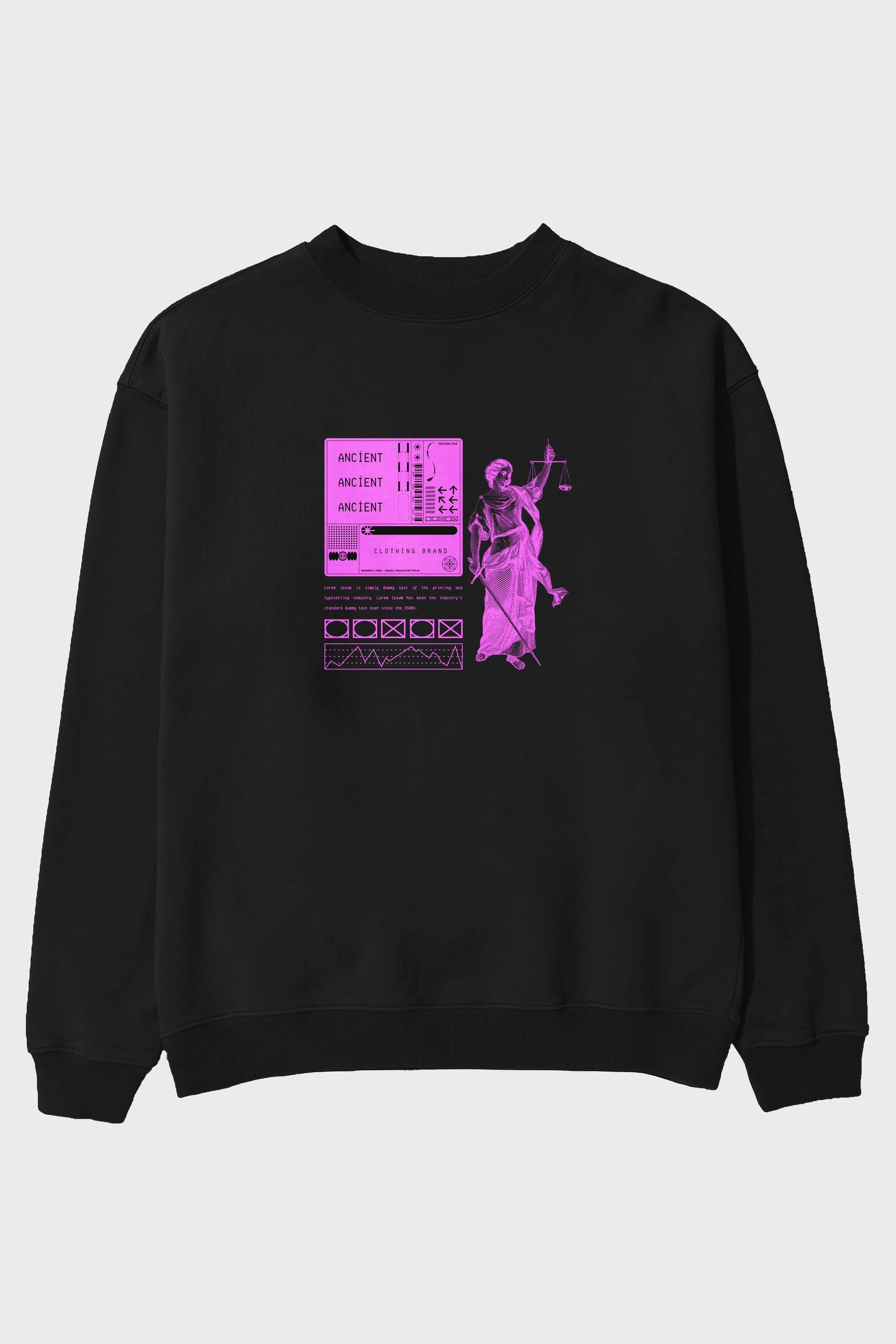 Ancient Streetwear Ön Baskılı Oversize Sweatshirt Erkek Kadın Unisex