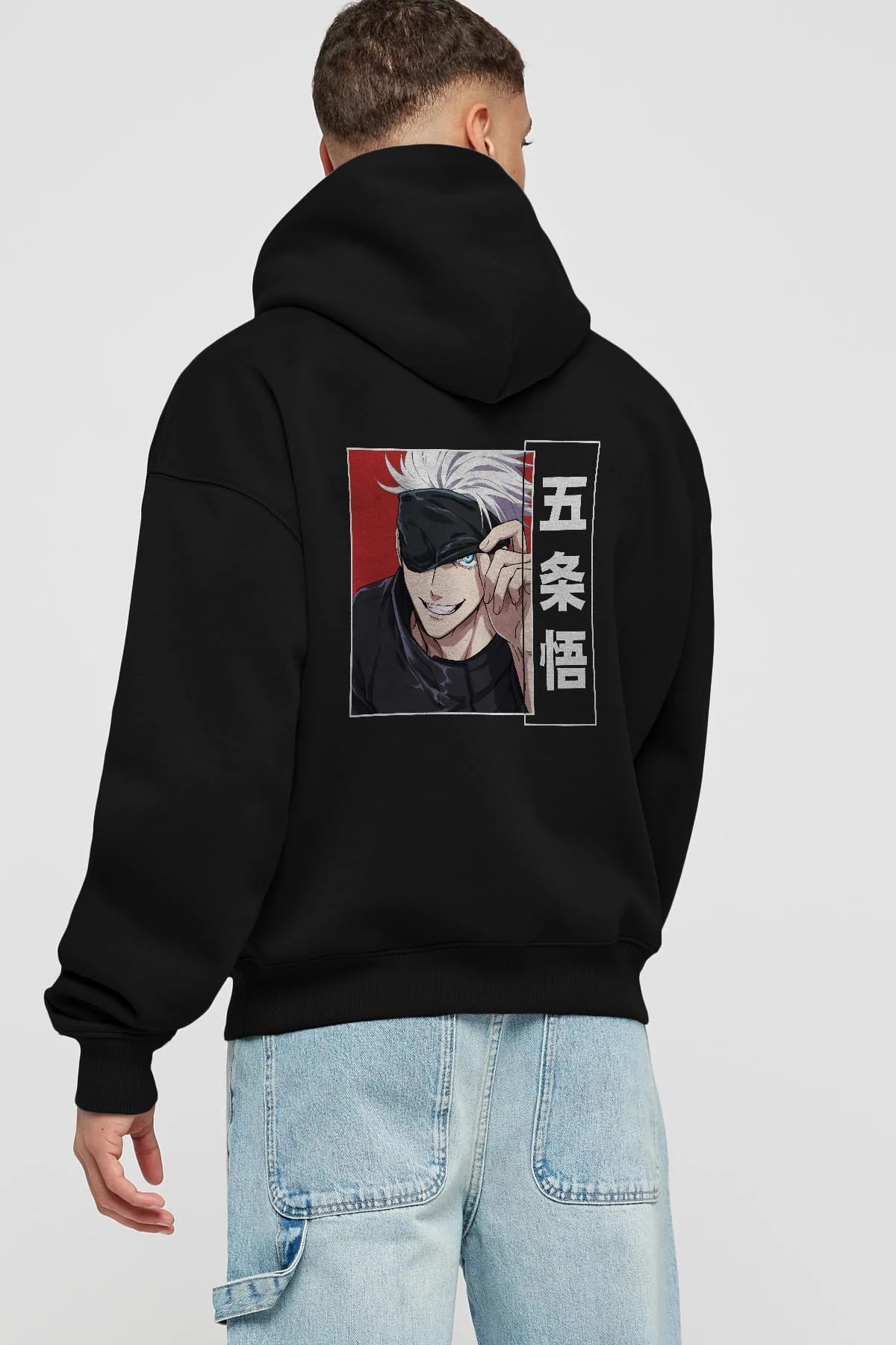 JUJUTSU KAISEN Anime Arka Baskılı Hoodie Oversize Kapüşonlu Sweatshirt Erkek Kadın Unisex