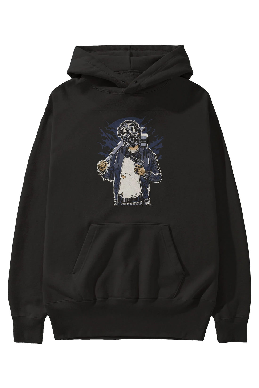 Gasmask Bastard Ön Baskılı Hoodie Oversize Kapüşonlu Sweatshirt Erkek Kadın Unisex