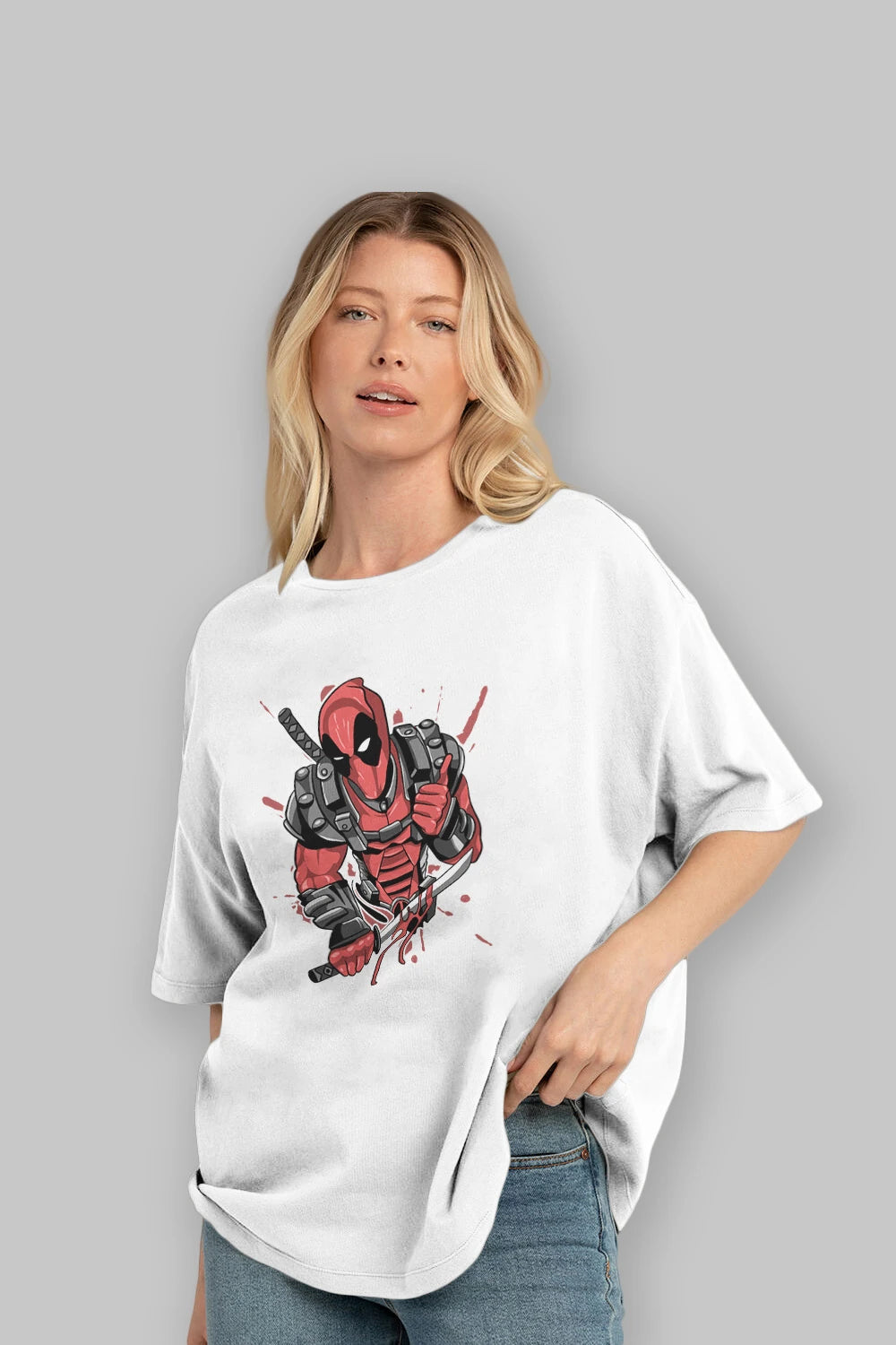 Deadpool (12) Ön Baskılı Oversize t-shirt Erkek Kadın Unisex %100 Pamuk Bisiklet Yaka tişort