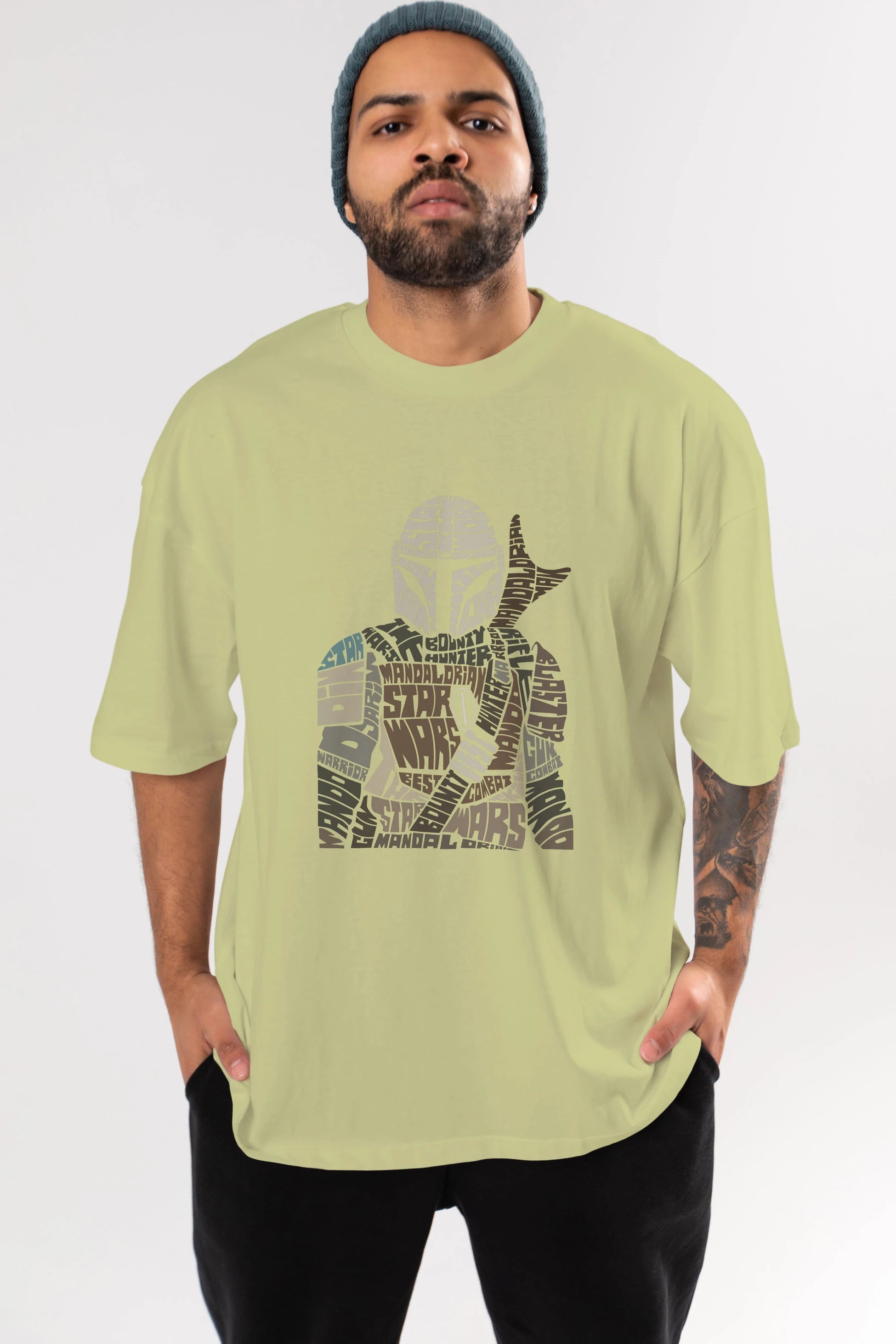 Mandalorian Ön Baskılı Oversize t-shirt %100 pamuk Erkek Kadın Unisex