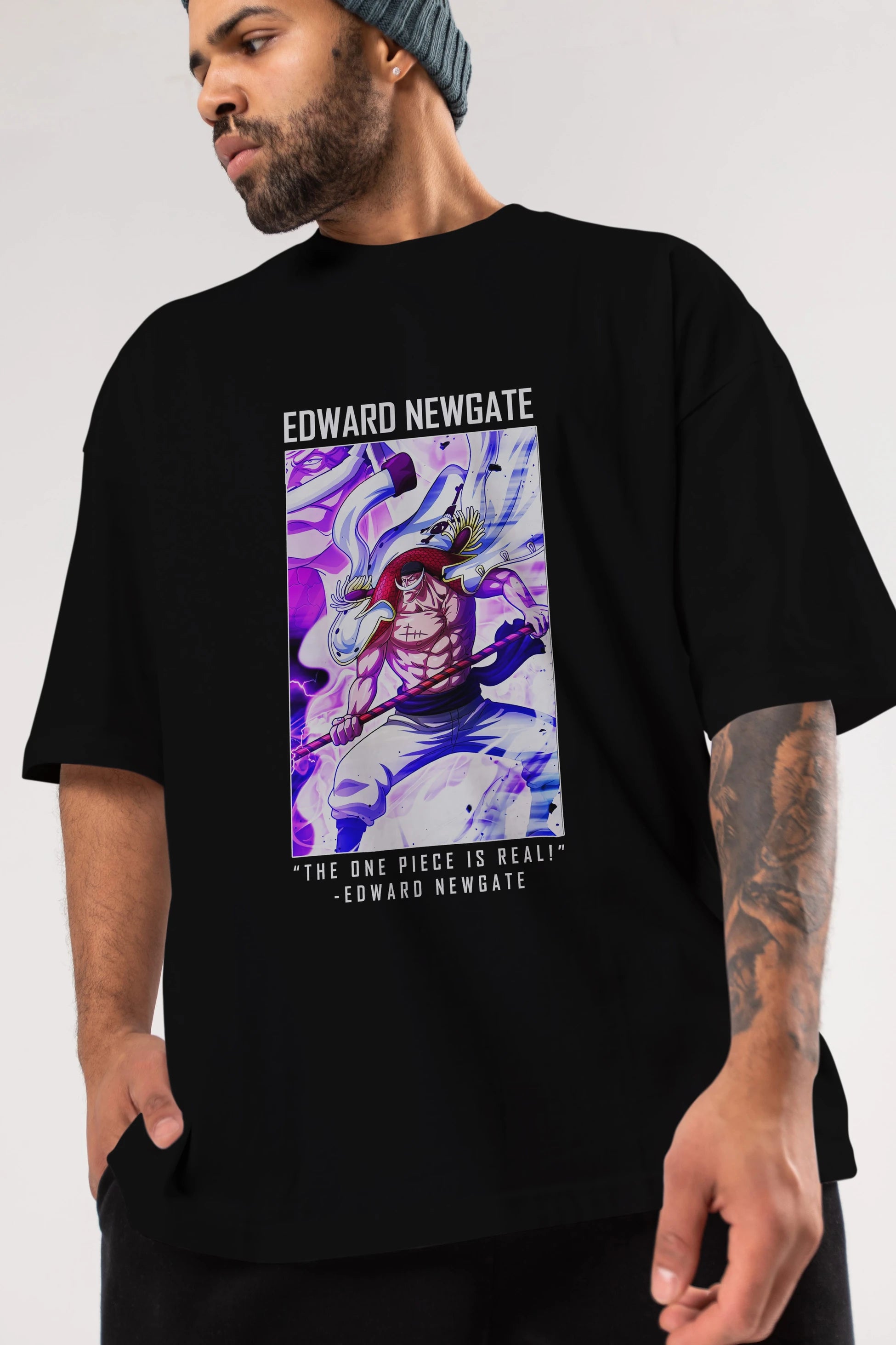 Edward Newgate Arka Baskılı Anime Oversize Sweatshirt Erkek Kadın Unisex