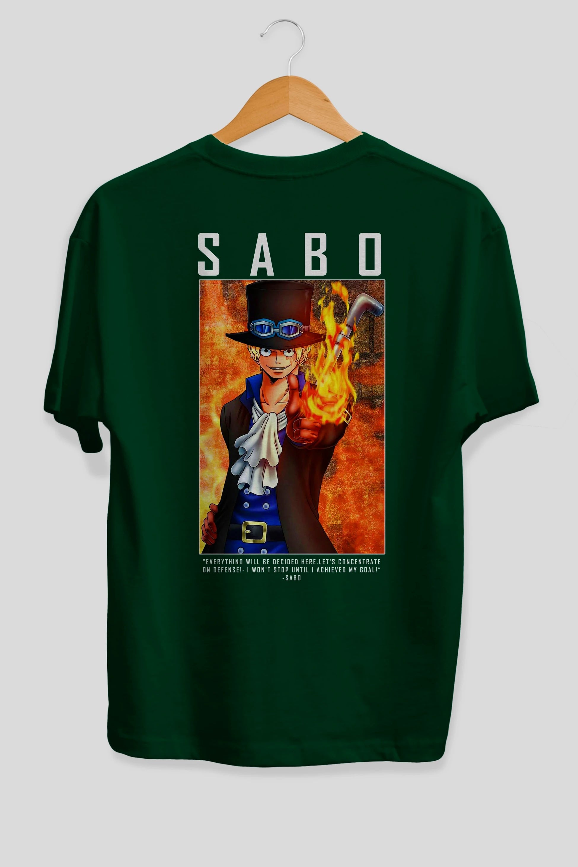 Sabo Anime Arka Baskılı Oversize t-shirt Erkek Kadın Unisex %100 pamuk tişort