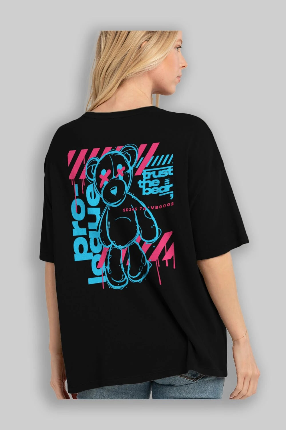 Trust The Bear Arka Baskılı Oversize t-shirt Erkek Kadın Unisex