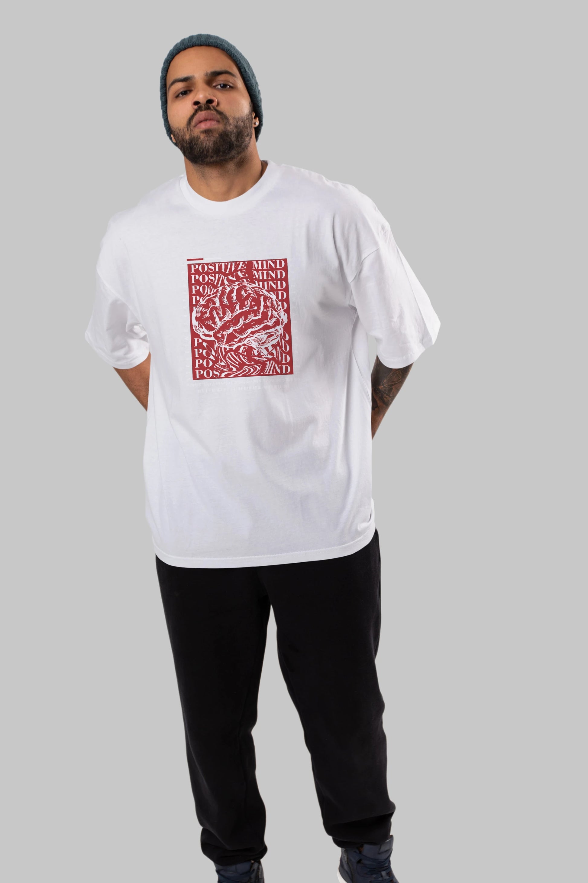 Positive Mind Ön Baskılı Oversize t-shirt Erkek Kadın Unisex