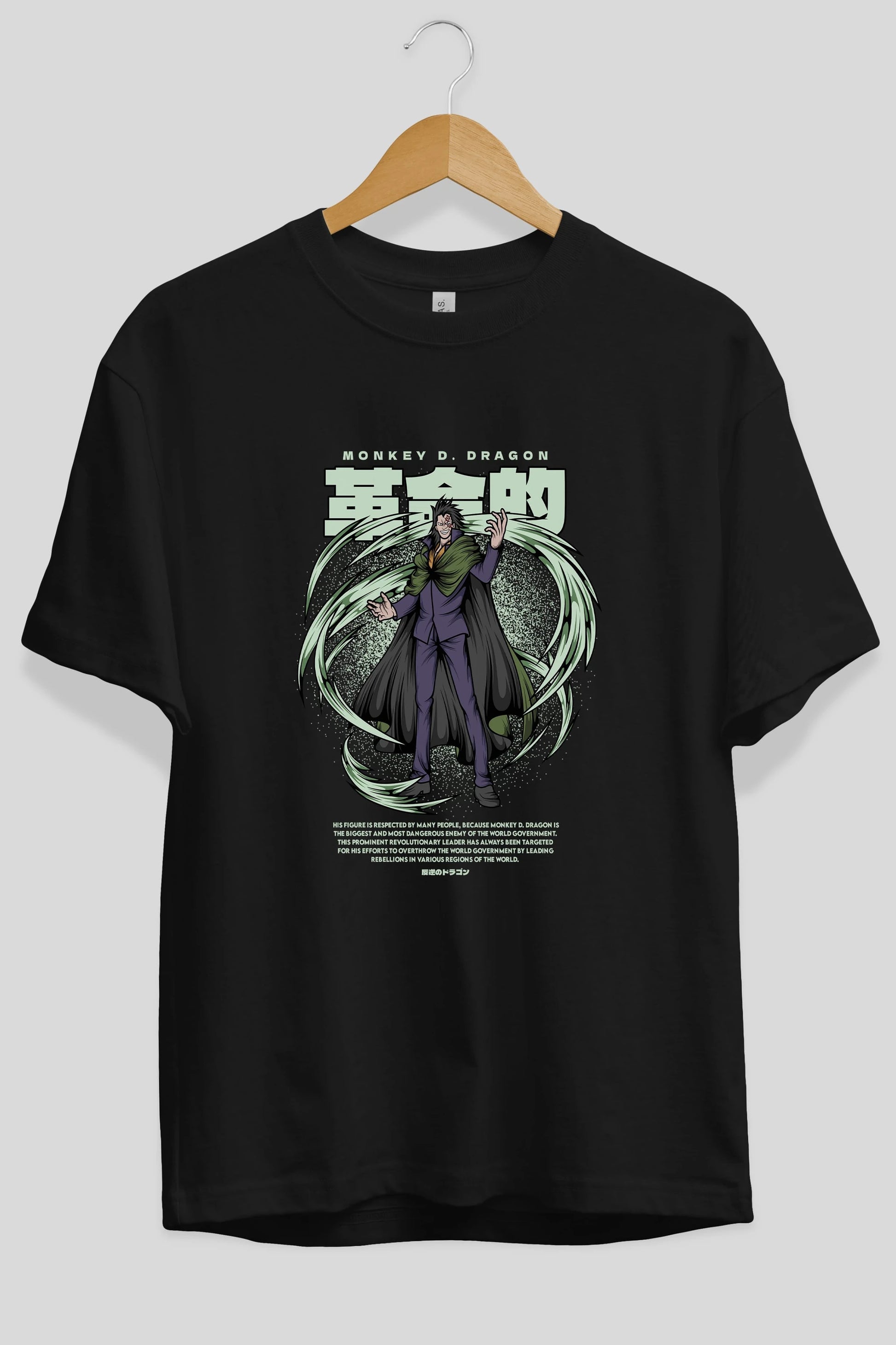 Monkey D. Dragon Anime Ön Baskılı Oversize t-shirt %100 pamuk Erkek Kadın Unisex