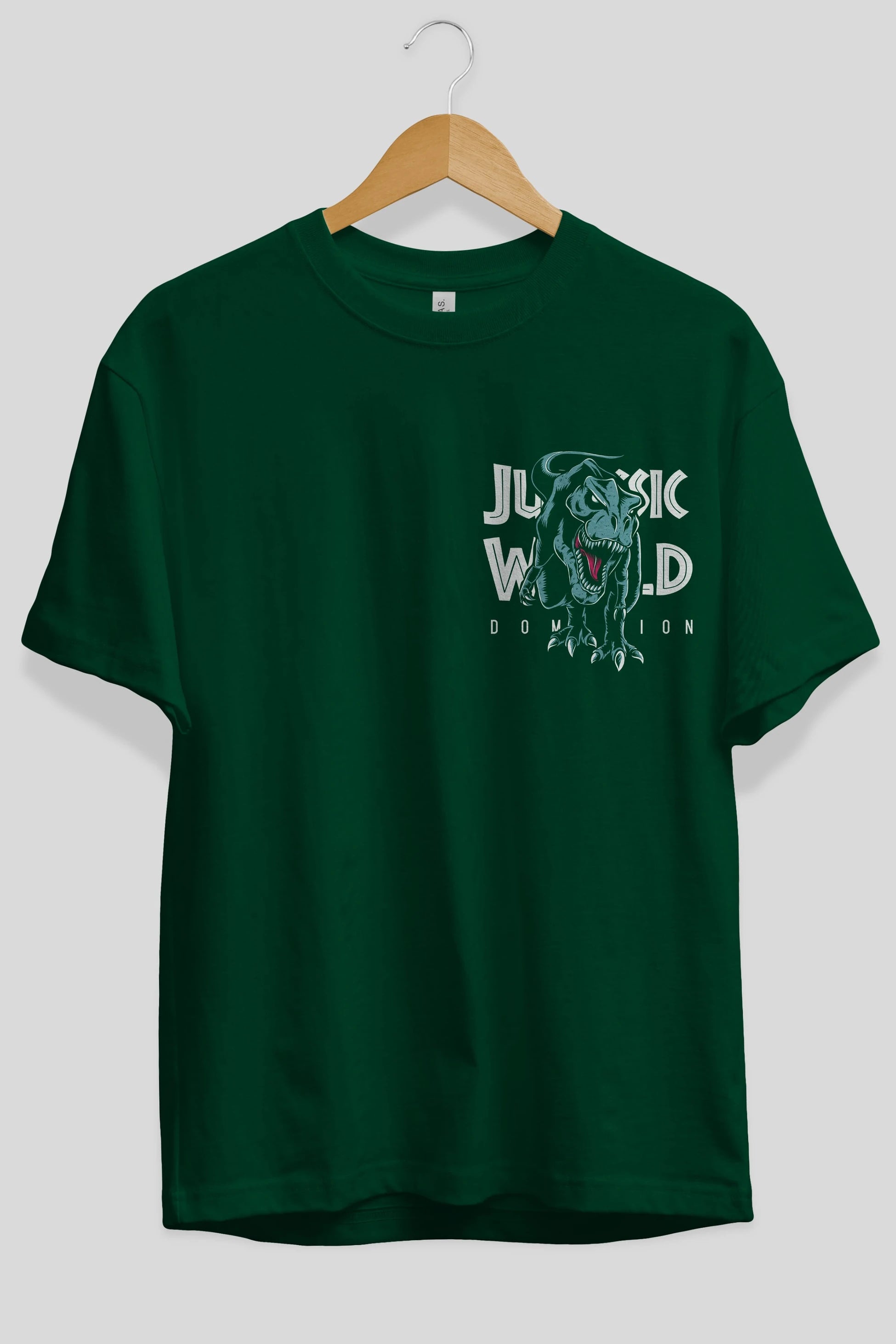 Jurassic Park (1) Ön Sol Baskılı Oversize t-shirt Erkek Kadın Unisex %100 Pamuk Bisiklet Yaka tişort