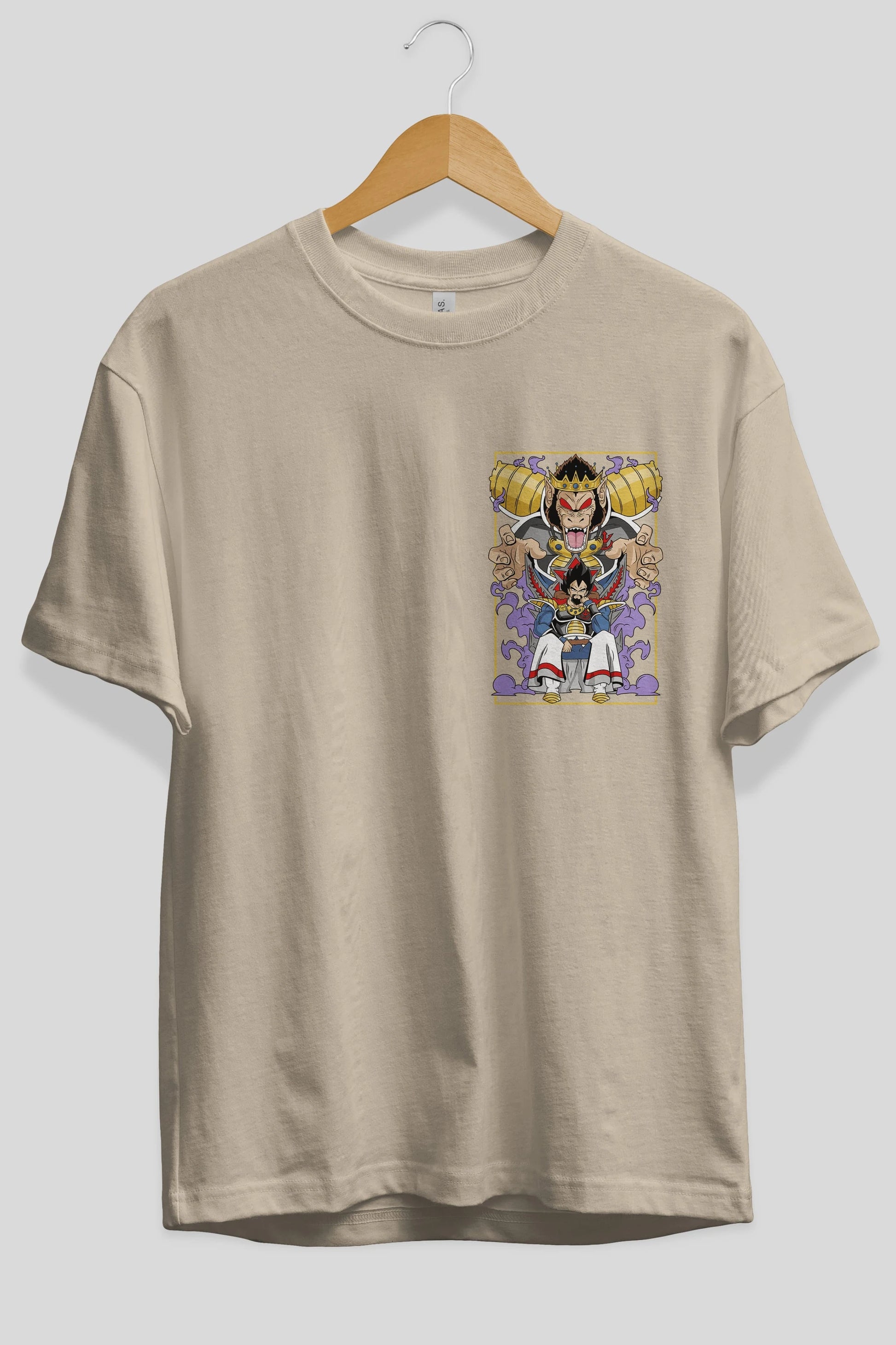 DragonBall ReyVegeta Ön Sol Baskılı Oversize t-shirt Erkek Kadın Unisex %100 Pamuk Bisiklet Yaka tişort