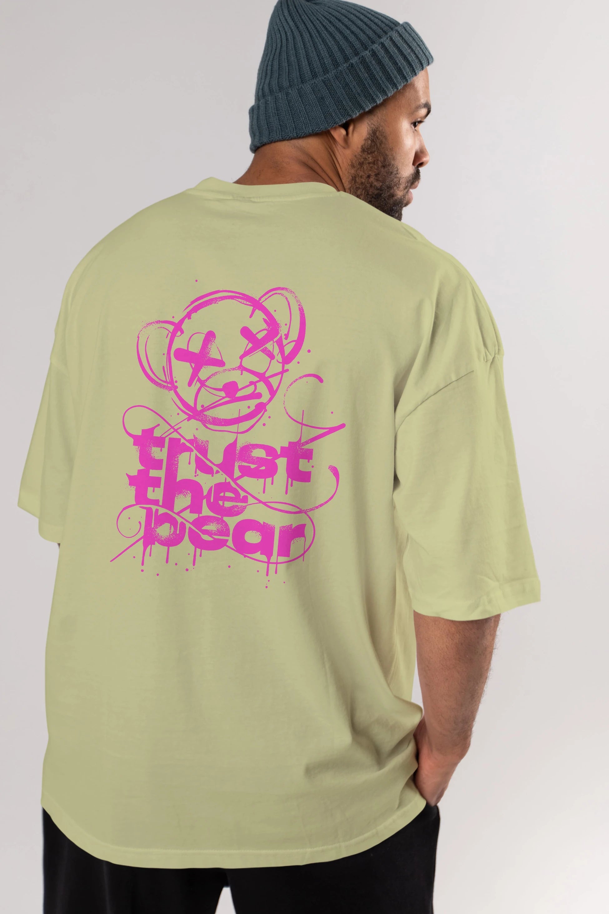 Trust The Bear 2 Arka Baskılı Oversize t-shirt Erkek Kadın Unisex