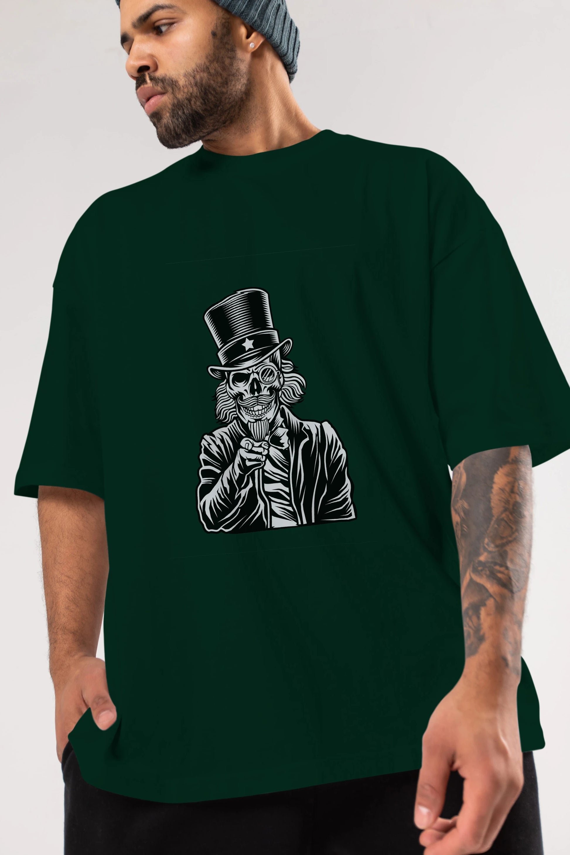 I Want You Skull Ön Baskılı Oversize t-shirt Erkek Kadın Unisex %100 Pamuk tişort