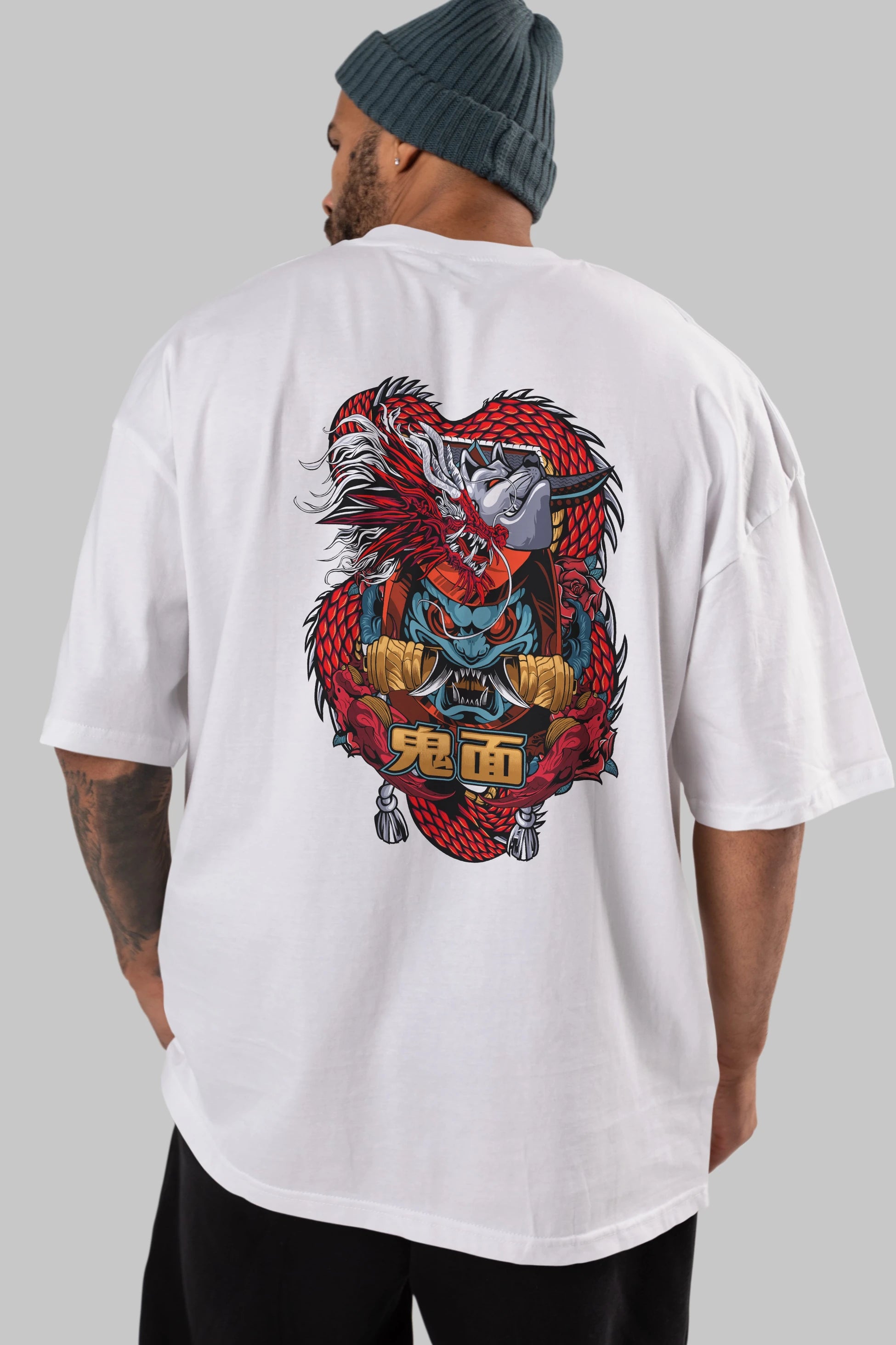 TRIBAL Anime Arka Baskılı Oversize t-shirt Erkek Kadın Unisex