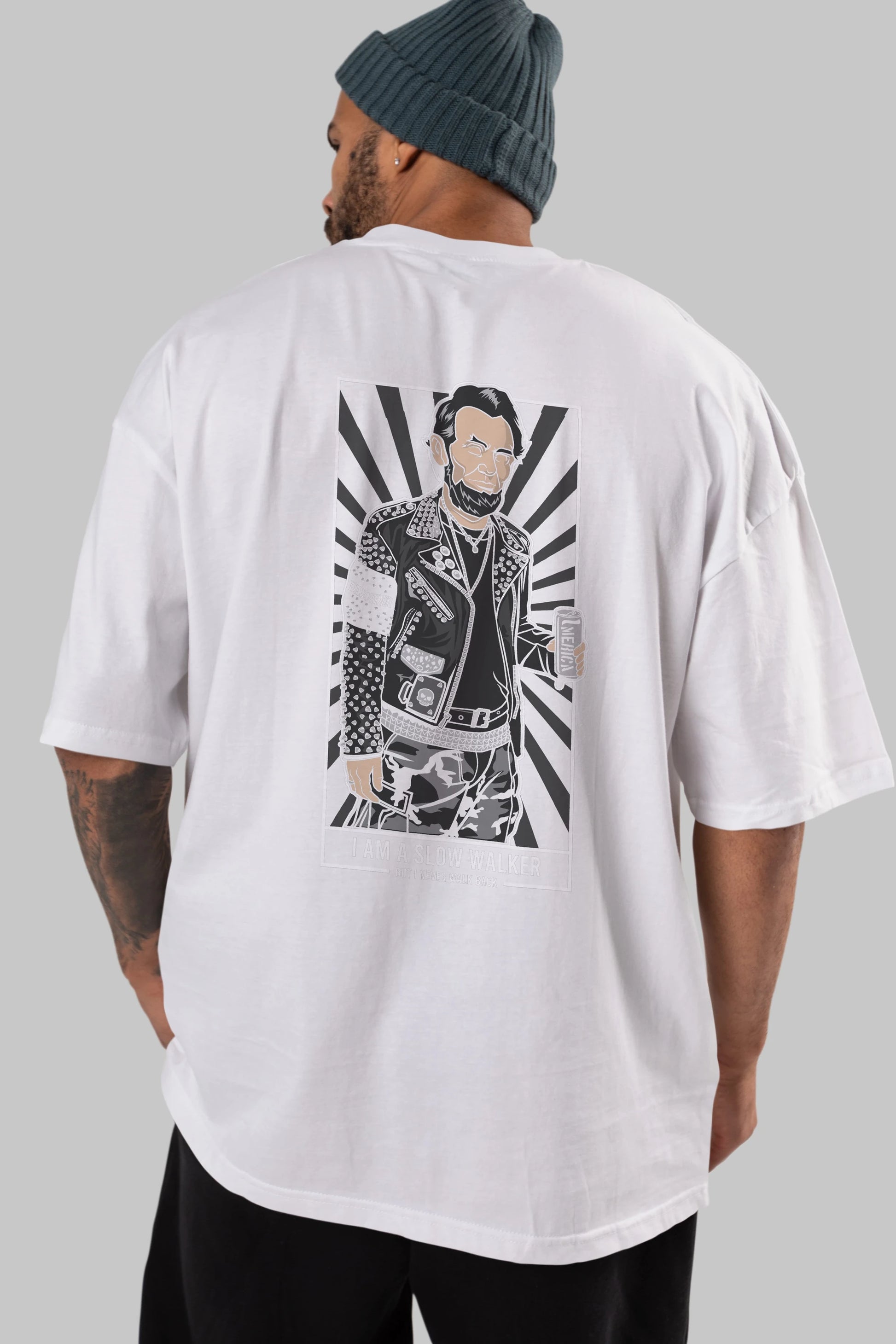 Lincoln Street Punk Arka Baskılı Oversize t-shirt Erkek Kadın Unisex %100 Pamuk tişort
