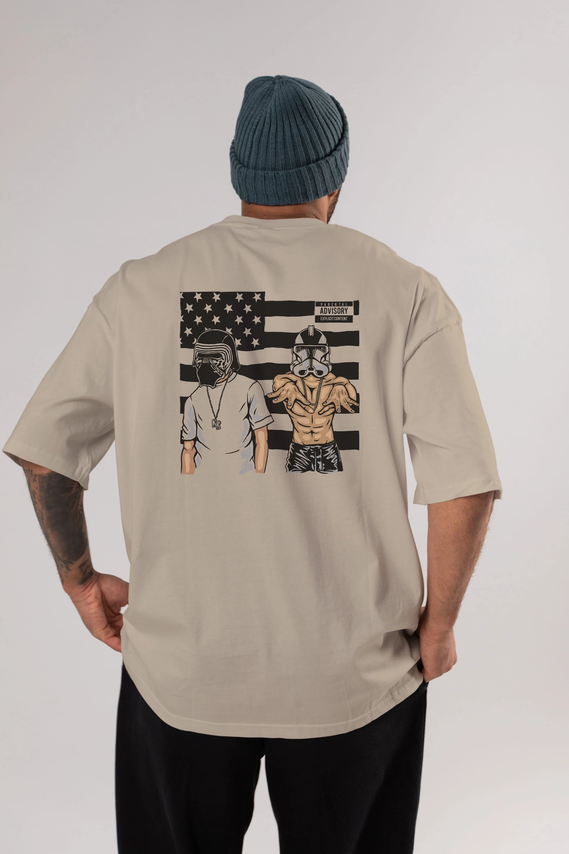 Darkonia Arka Baskılı Oversize t-shirt Erkek Kadın Unisex %100 Pamuk