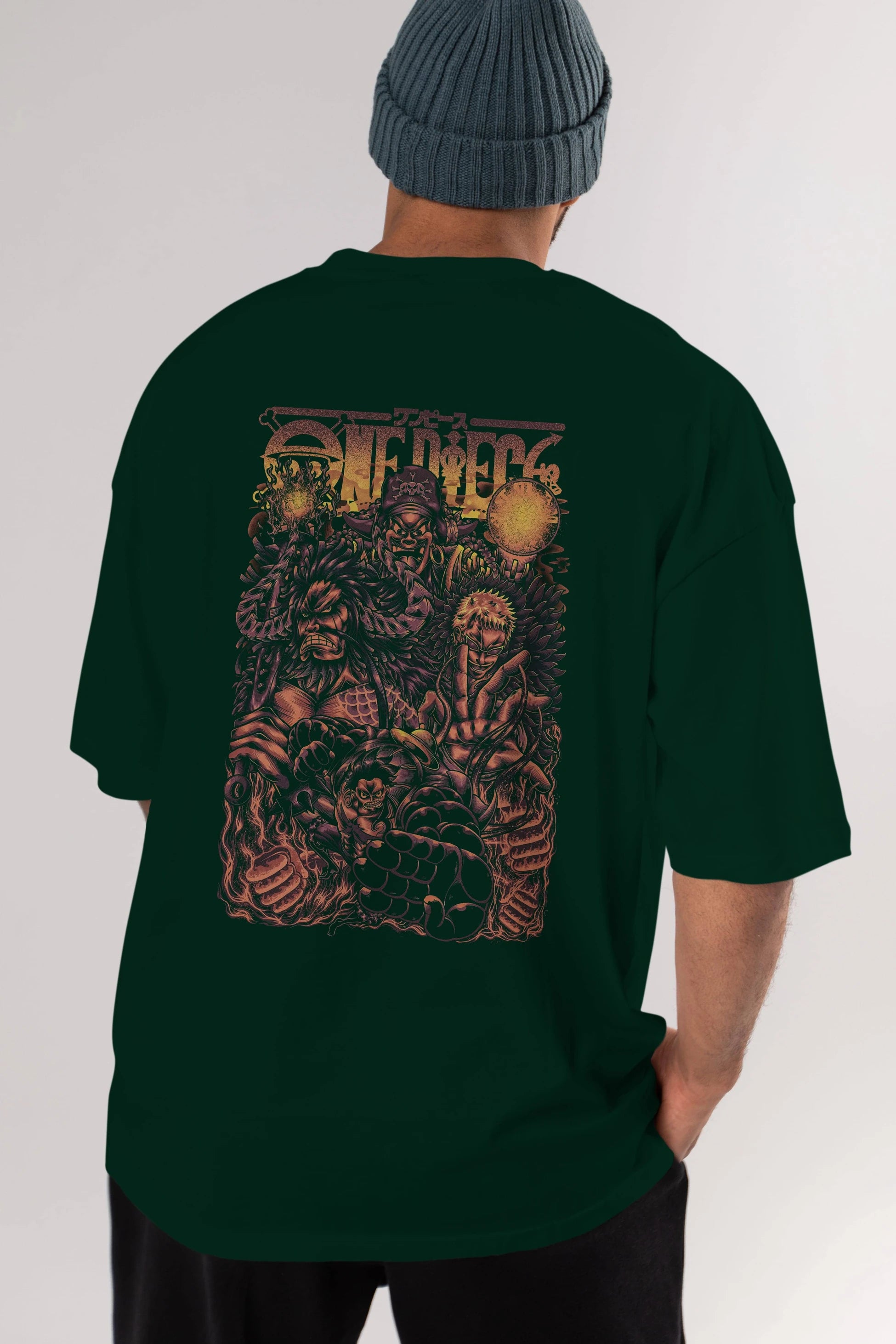 ONE PIECE Anime Arka Baskılı Oversize t-shirt Erkek Kadın Unisex