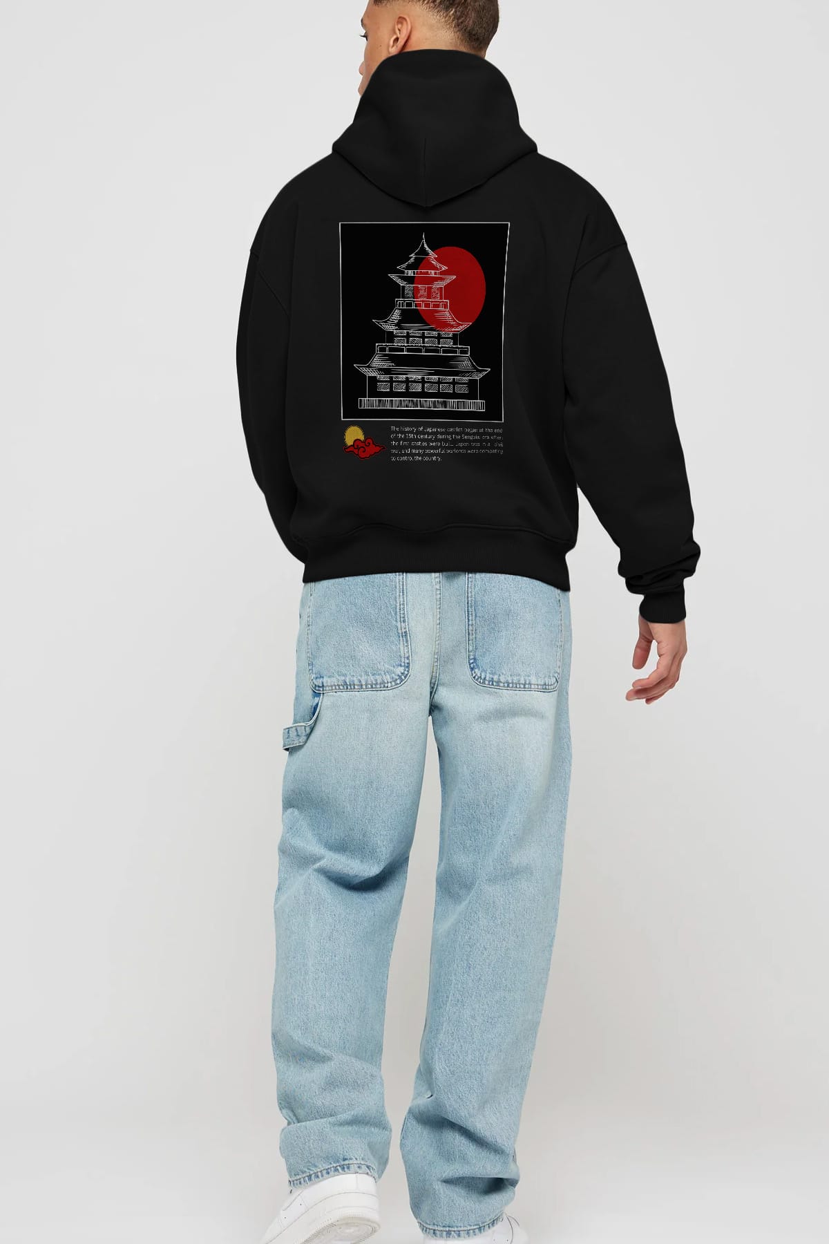 Japan Streetwear Arka Baskılı Oversize Hoodie Kapüşonlu Sweatshirt Erkek Kadın Unisex