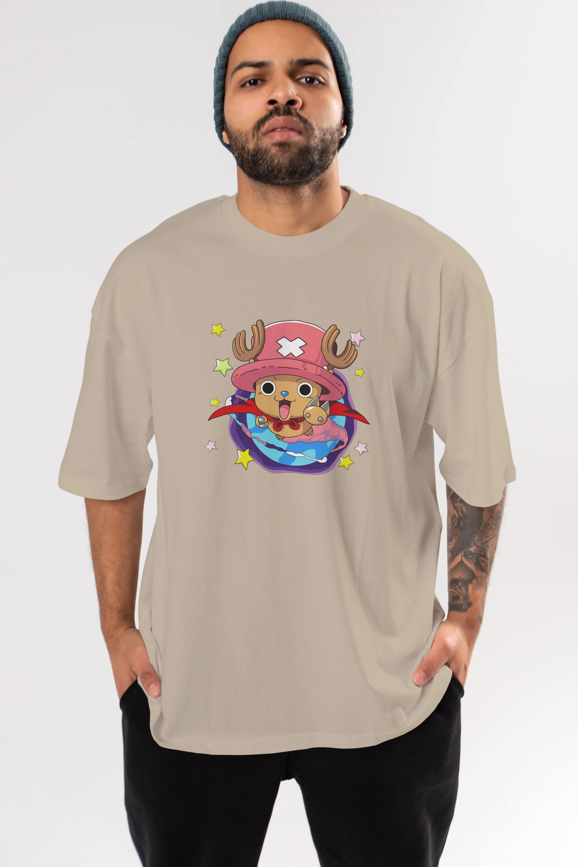 Tony Tony Chopper Anime Ön Baskılı Oversize t-shirt Erkek Kadın Unisex