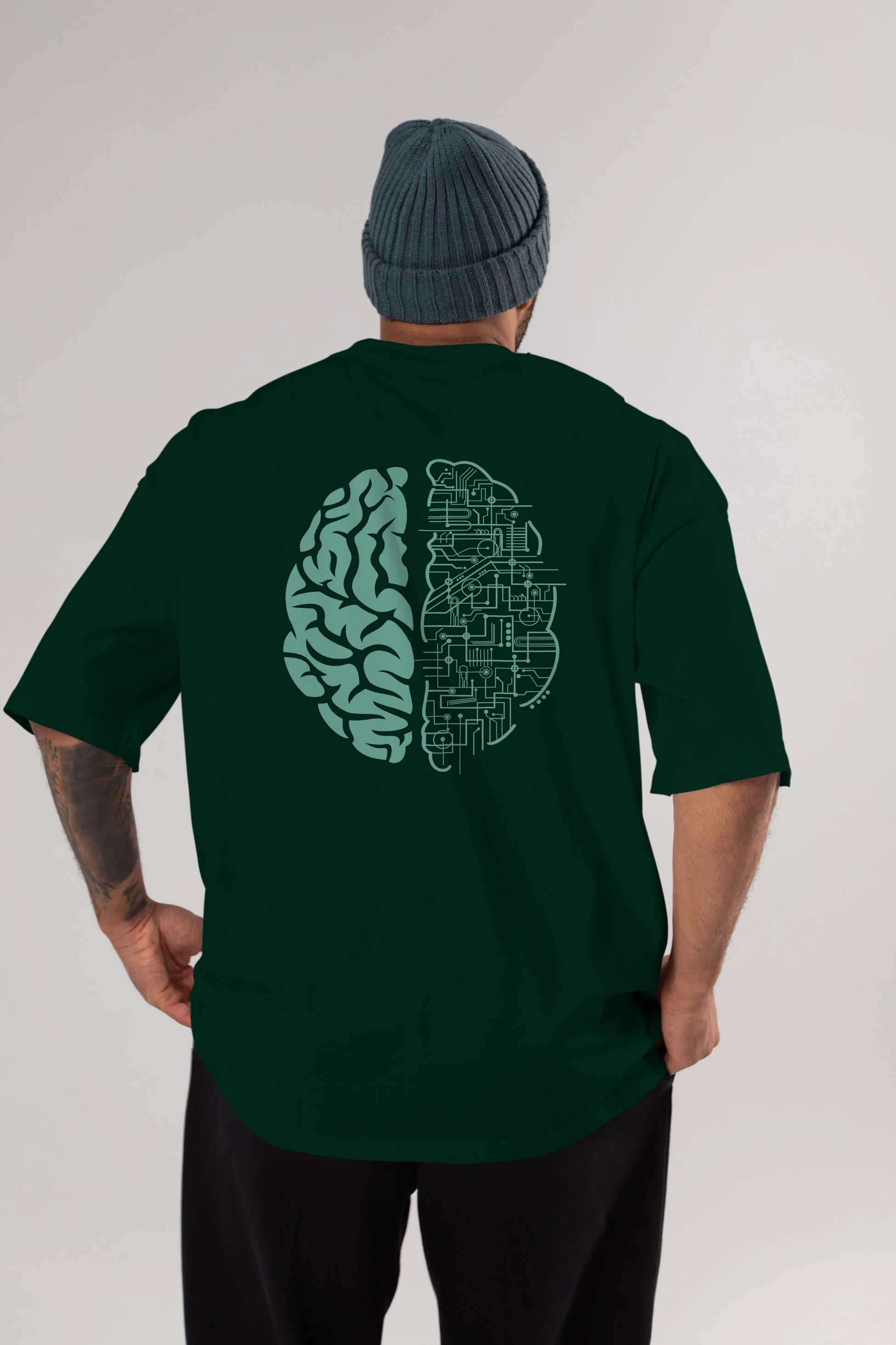 Electric Brain Arka Baskılı Oversize t-shirt %100 pamuk Erkek Kadın Unisex