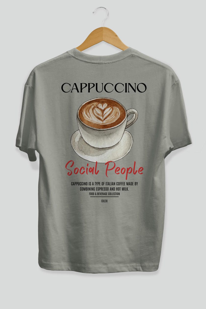 Cappuccino Kokteyl Serisi Baskılı Oversize t-shirt Erkek Kadın Unisex %100 Pamuk Bisiklet Yaka tişort