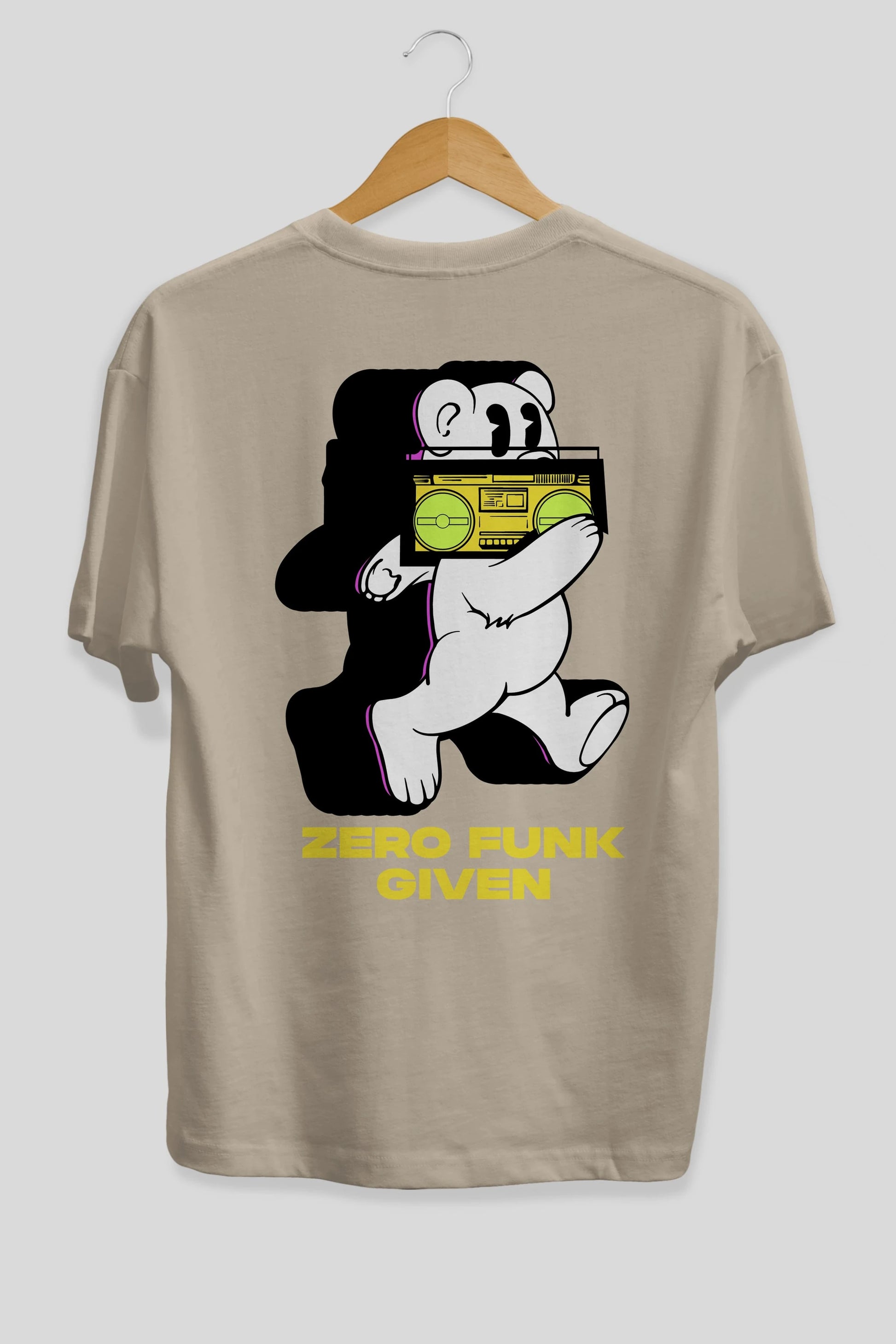 Zero Funk Given Bear Arka Baskılı Oversize t-shirt Erkek Kadın Unisex
