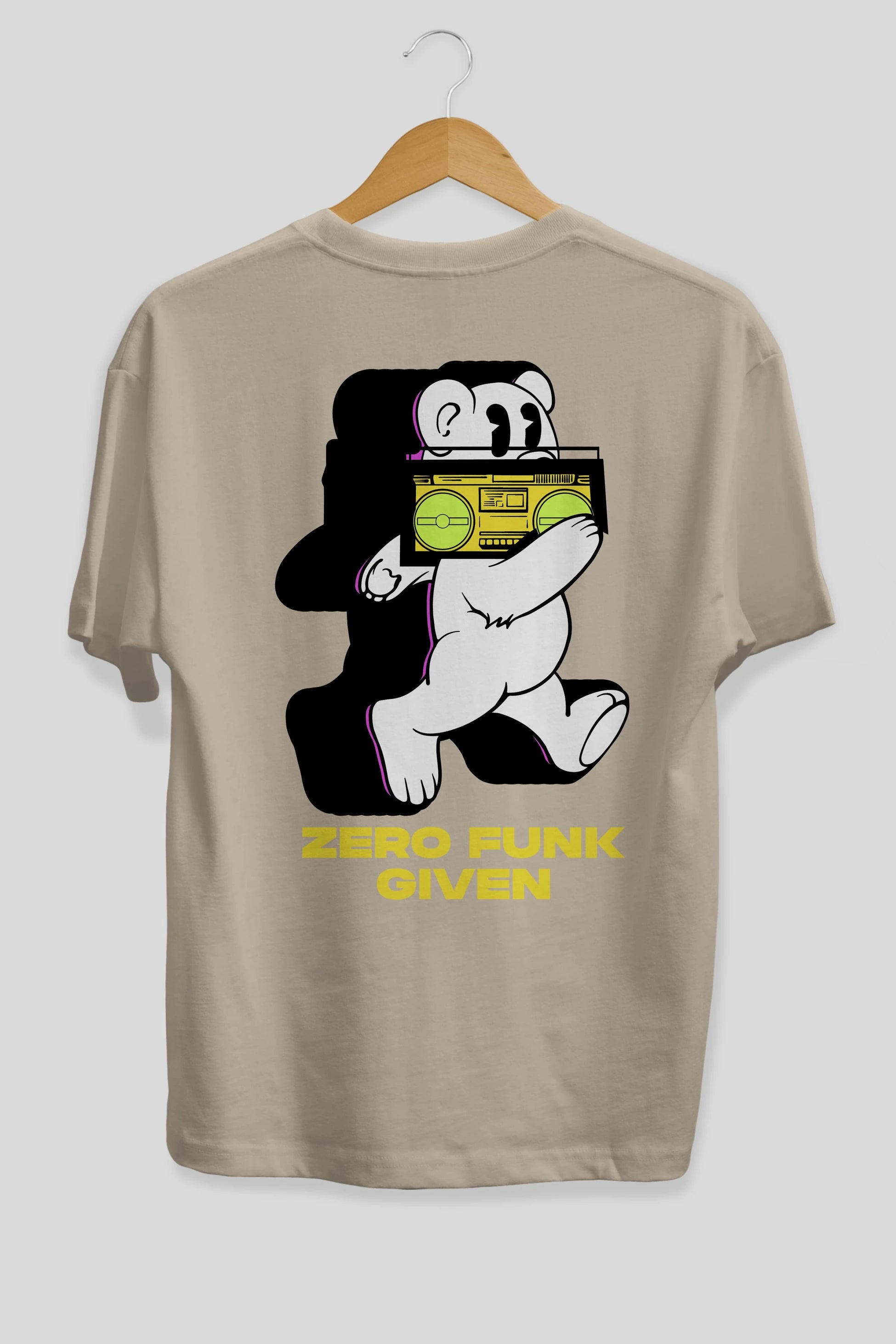 Zero Funk Given Bear Arka Baskılı Oversize t-shirt Erkek Kadın Unisex