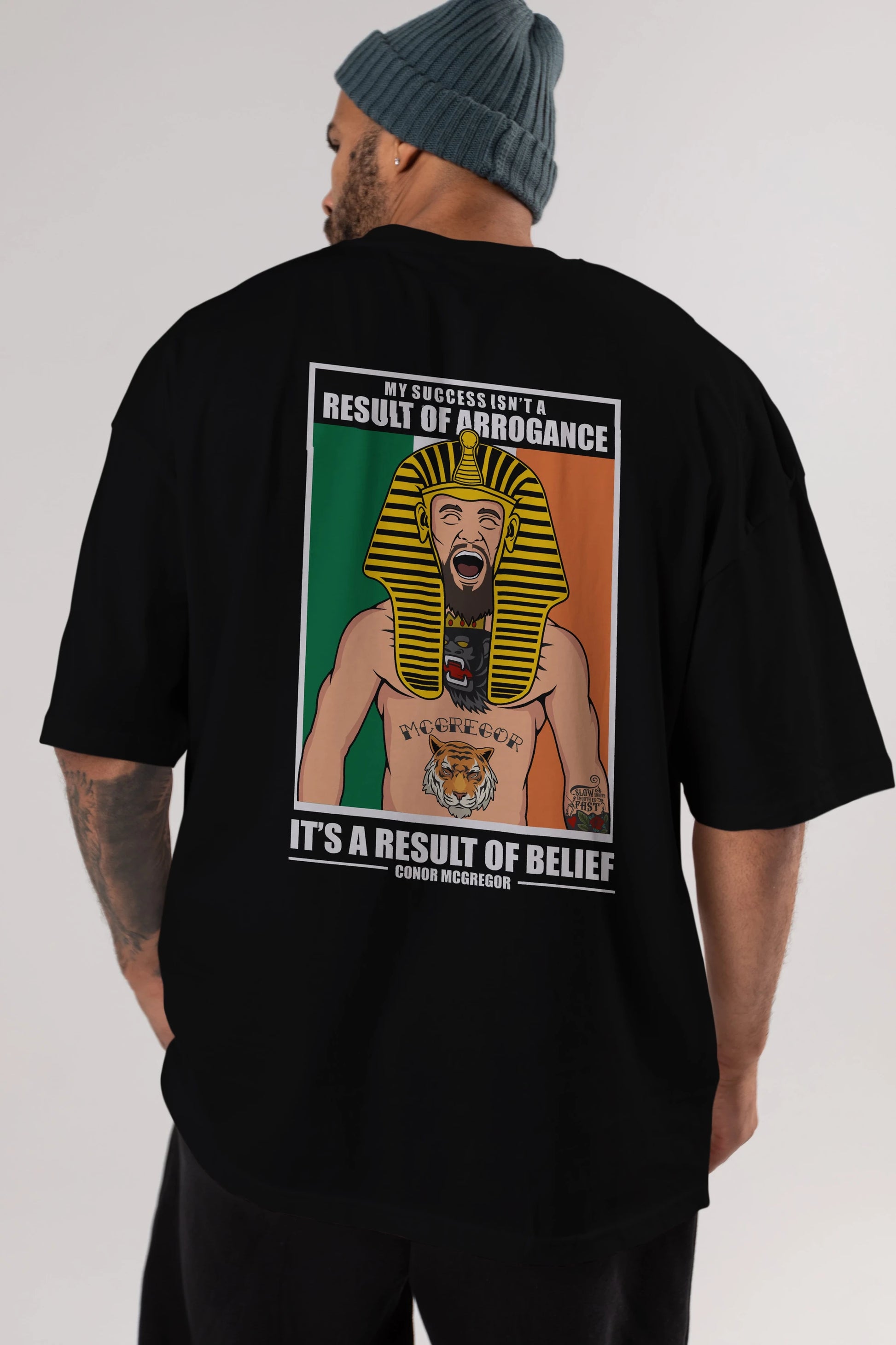 McGregor Pharaoh Arka Baskılı Oversize t-shirt Erkek Kadın Unisex %100 Pamuk tişort