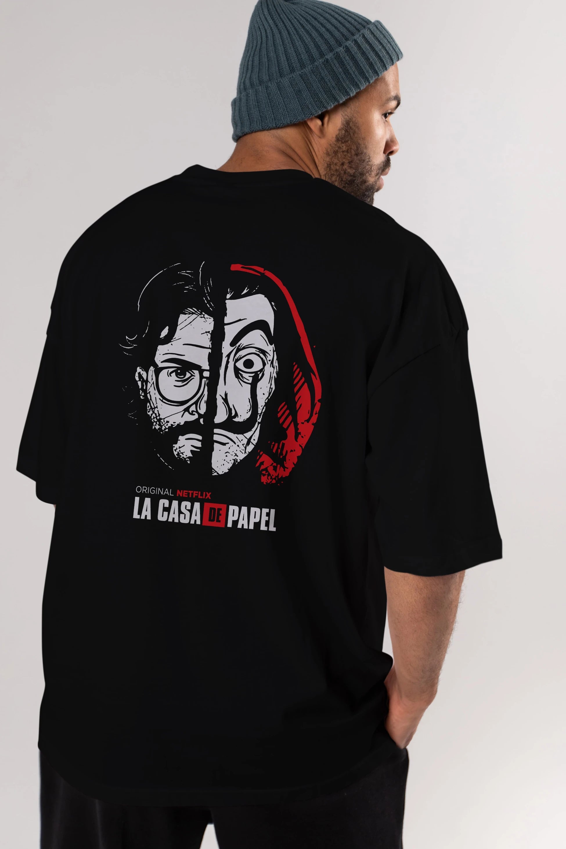 La Casa De Papel (9) Arka Baskılı Oversize t-shirt Erkek Kadın Unisex %100 Pamuk Bisiklet Yaka tişort