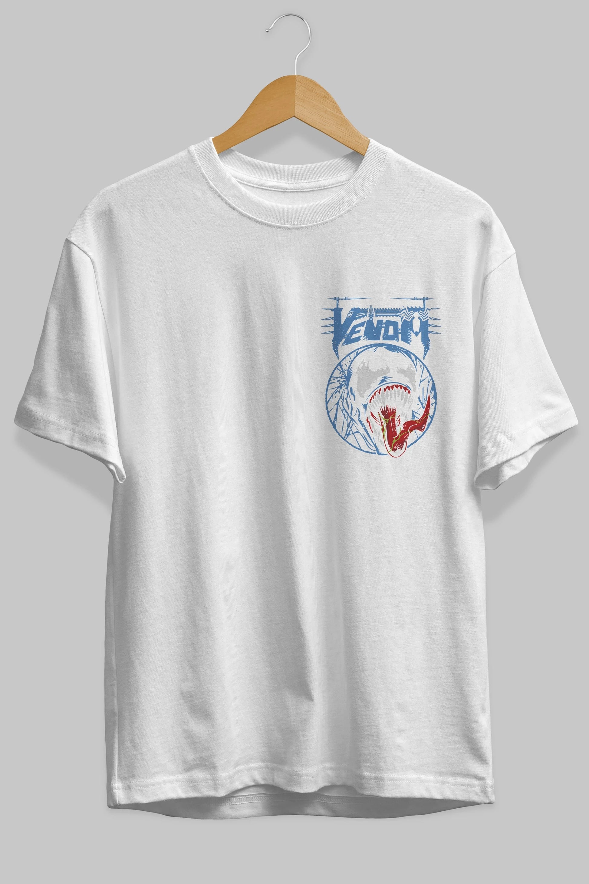 Venom (23) Ön Sol Baskılı Oversize t-shirt Erkek Kadın Unisex %100 Pamuk Bisiklet Yaka tişort