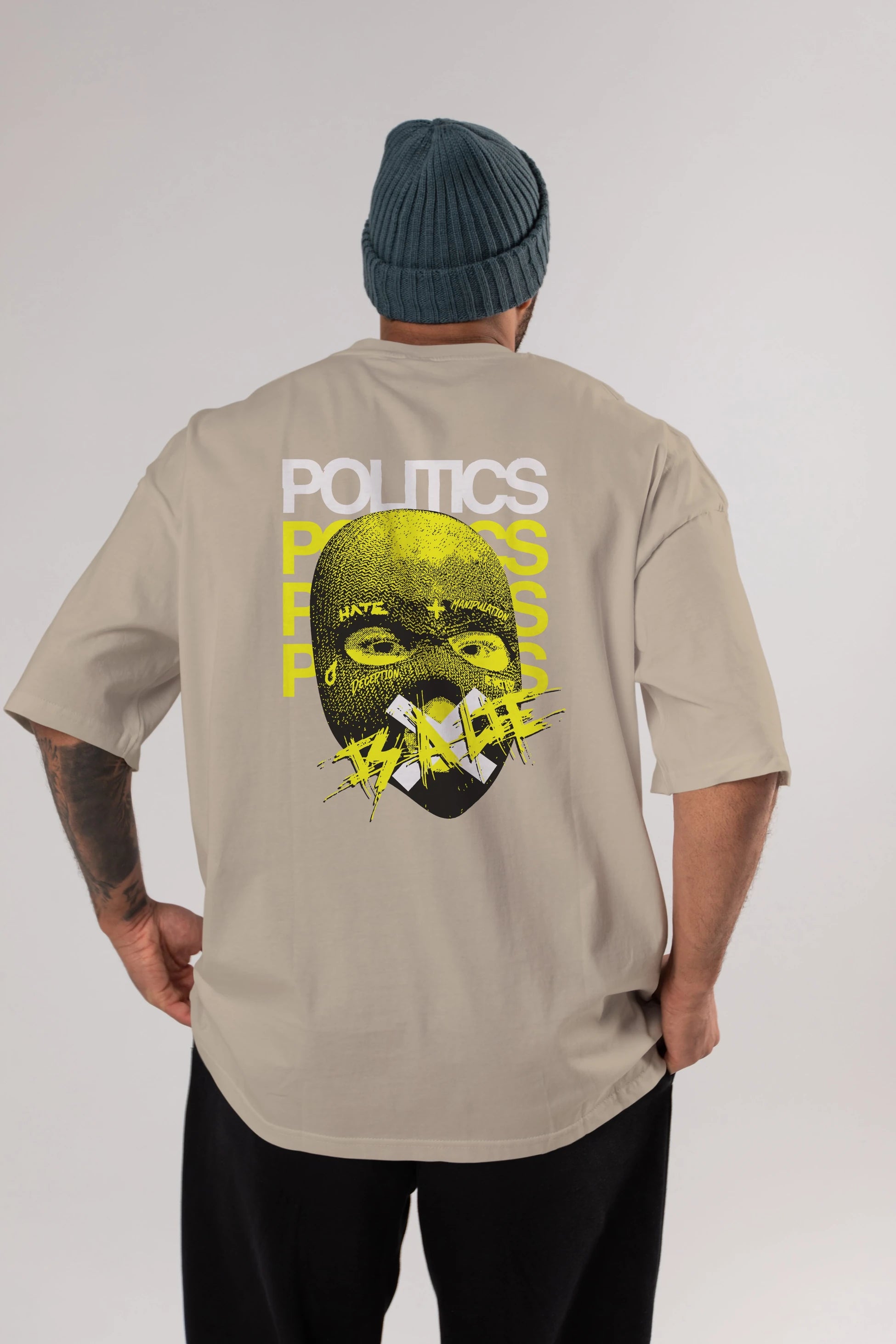 Politics is a Lie Arka Baskılı Oversize t-shirt Erkek Kadın Unisex
