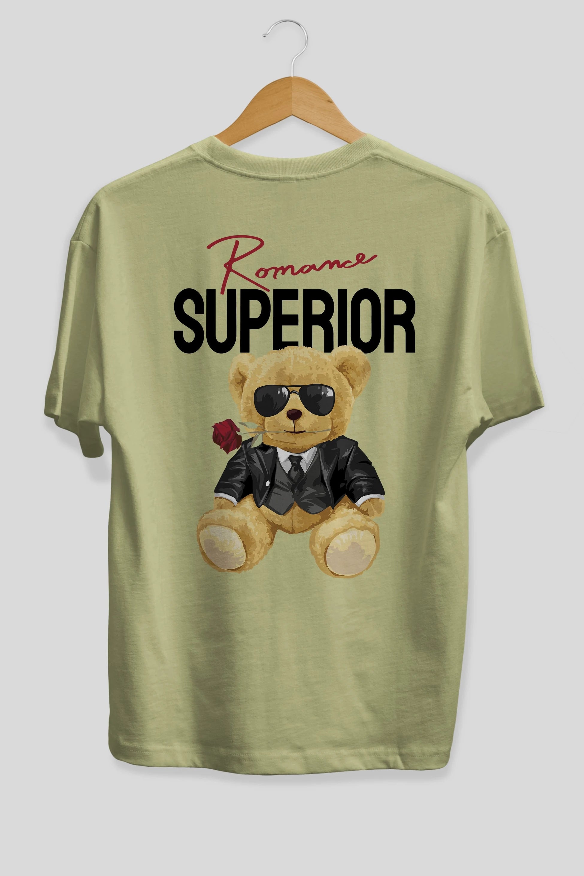 Teddy Bear Romance Superior Arka Baskılı Oversize t-shirt Erkek Kadın Unisex %100 Pamuk