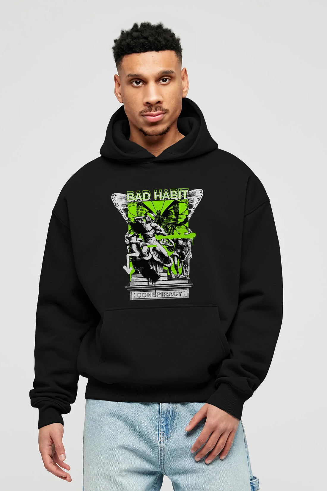 Bad Habit Ön Baskılı Hoodie Oversize Kapüşonlu Sweatshirt Erkek Kadın Unisex